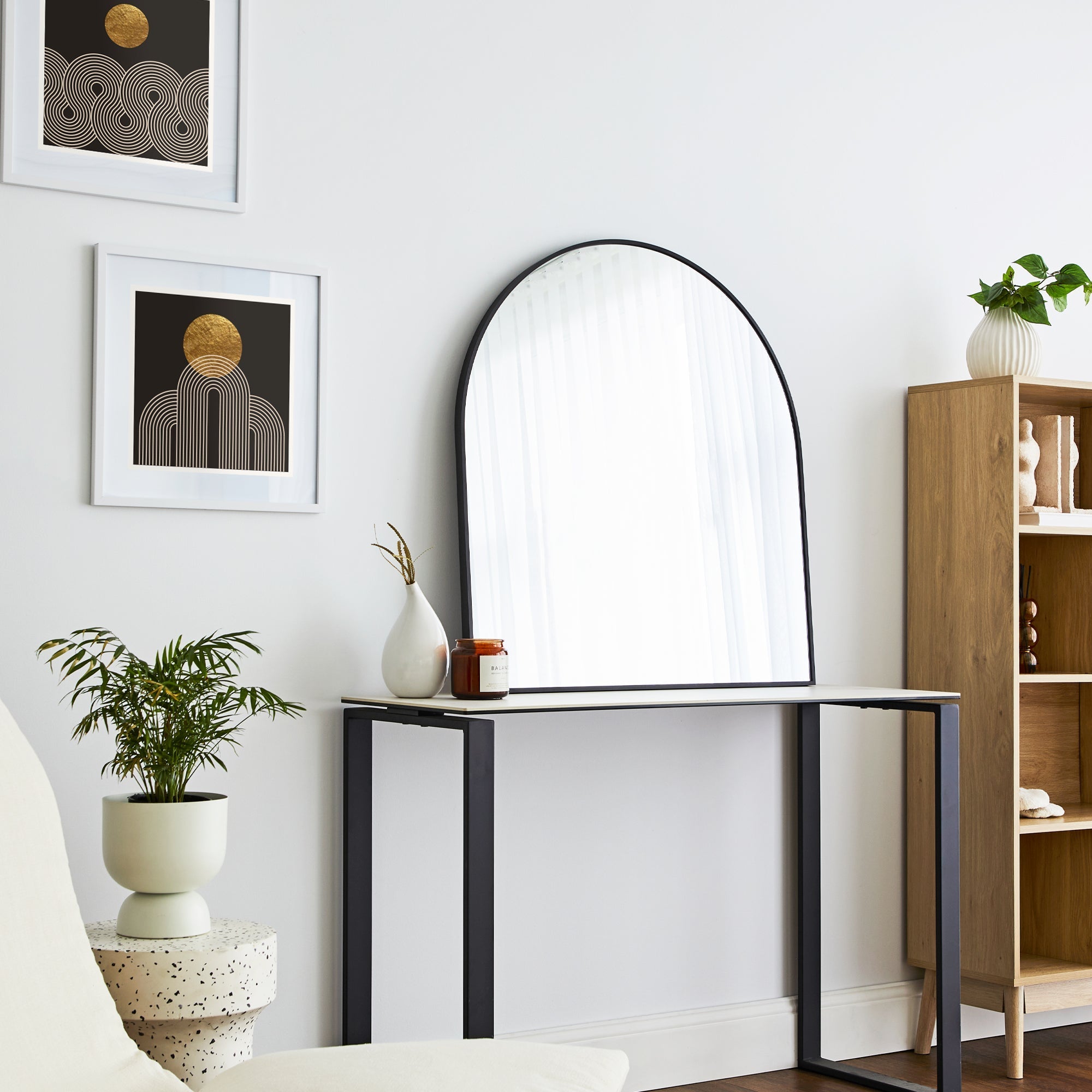 Naomi 85cm Large Arch Mirror Black