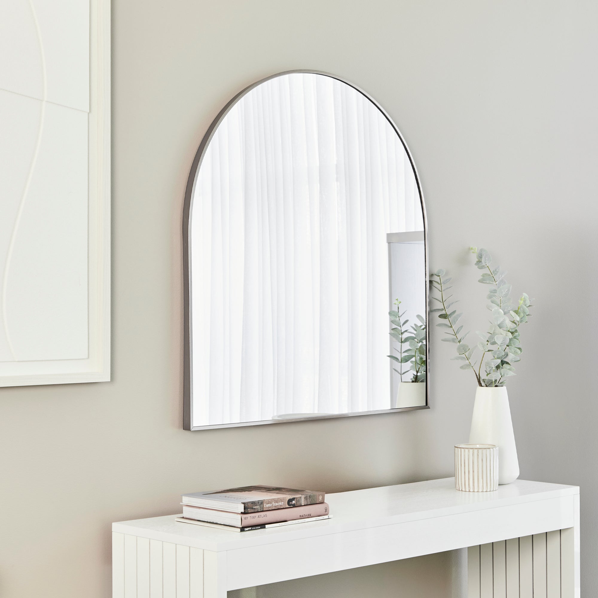 Naomi 85cm Large Arch Mirror Gun Metal Grey