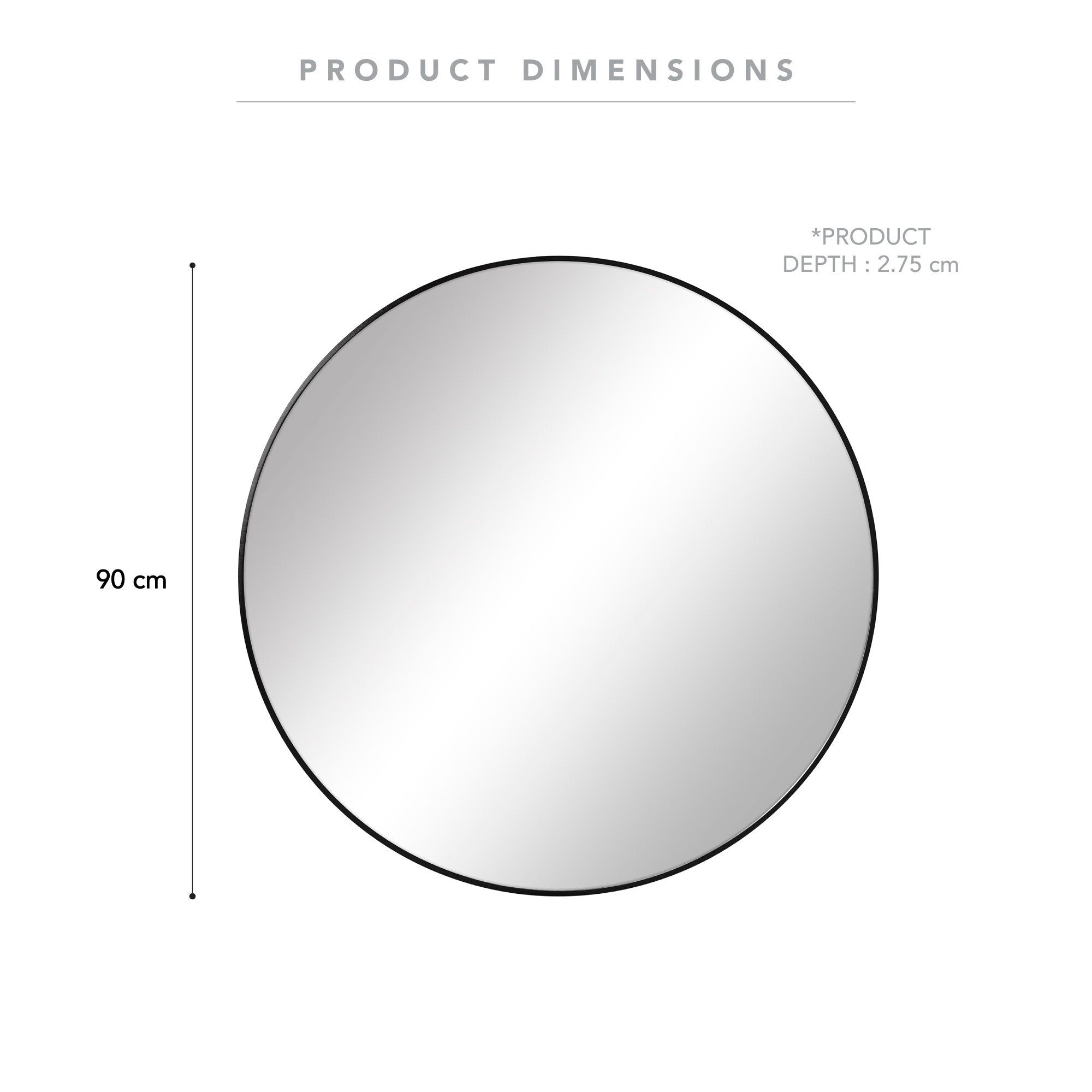 Linda 90cm Round Wall Mirror Black