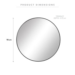 Linda 90cm Round Wall Mirror Black