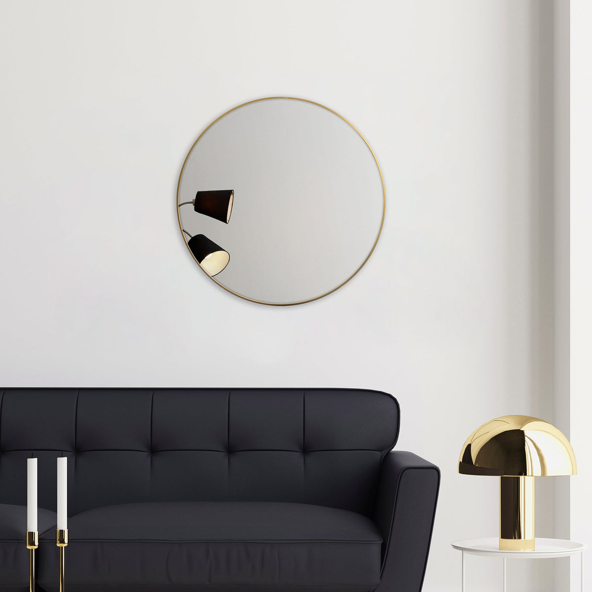 Linda 90cm Round Wall Mirror Gold