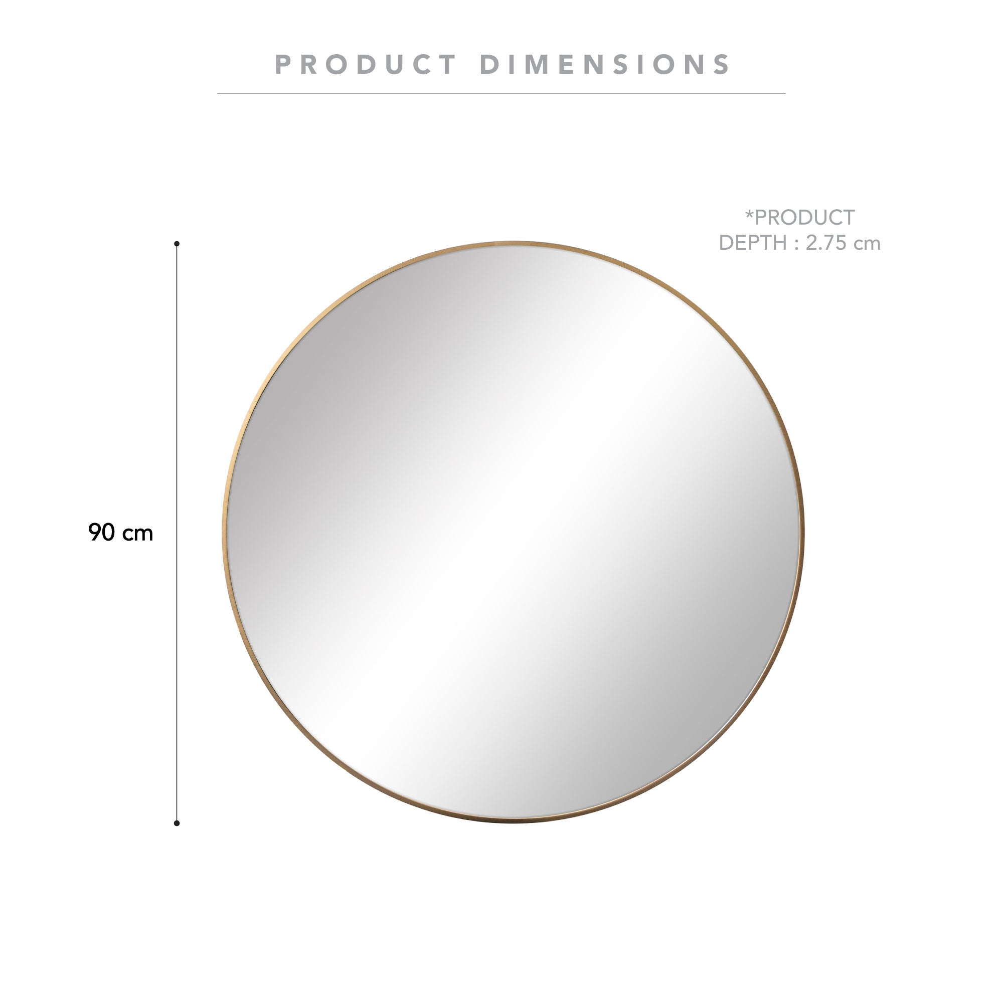 Linda 90cm Round Wall Mirror Gold