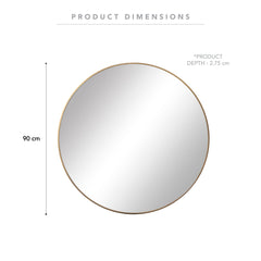 Linda 90cm Round Wall Mirror Gold