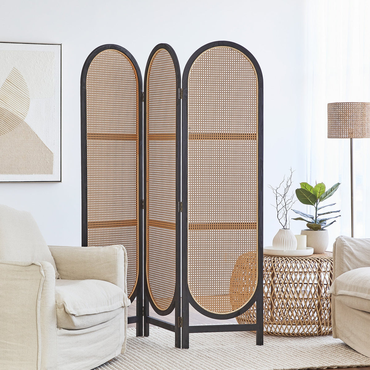 Kojo 3 Panel Room Screen Black