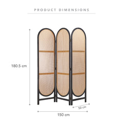 Kojo 3 Panel Room Screen Black