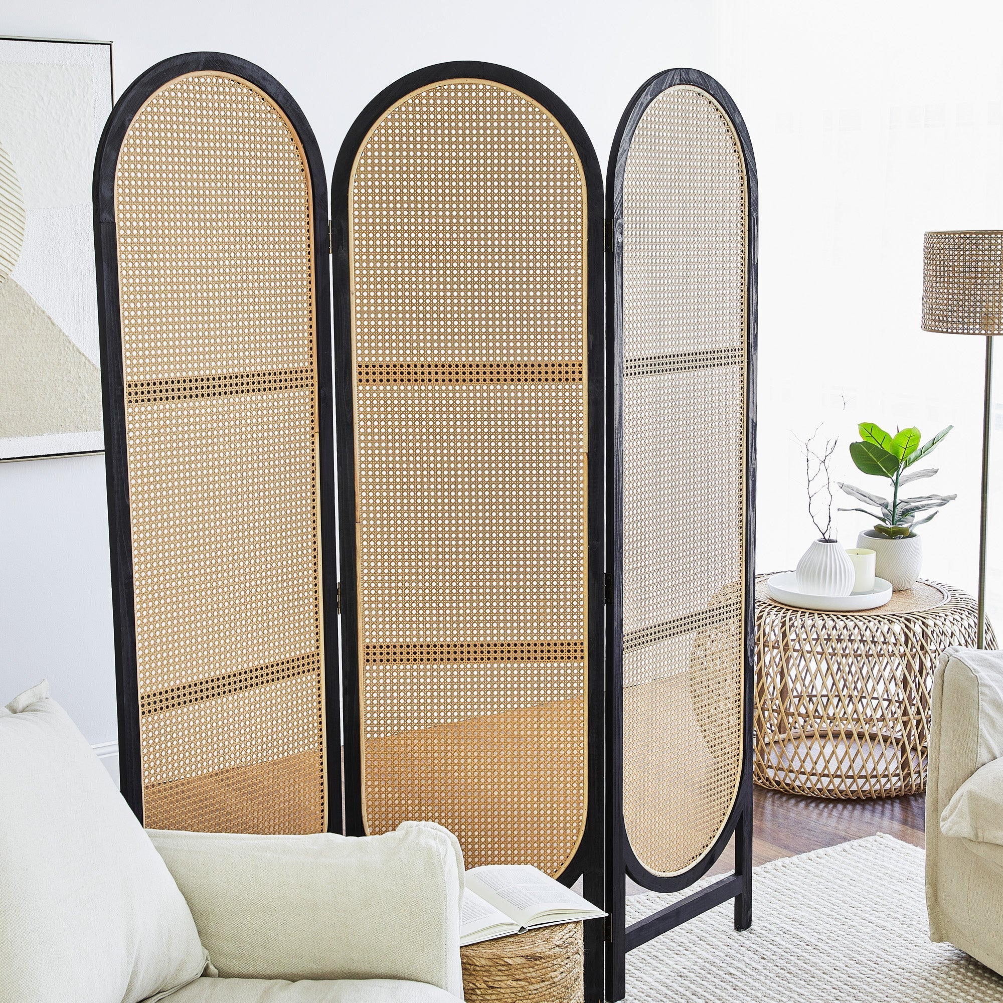 Kojo 3 Panel Room Screen Black
