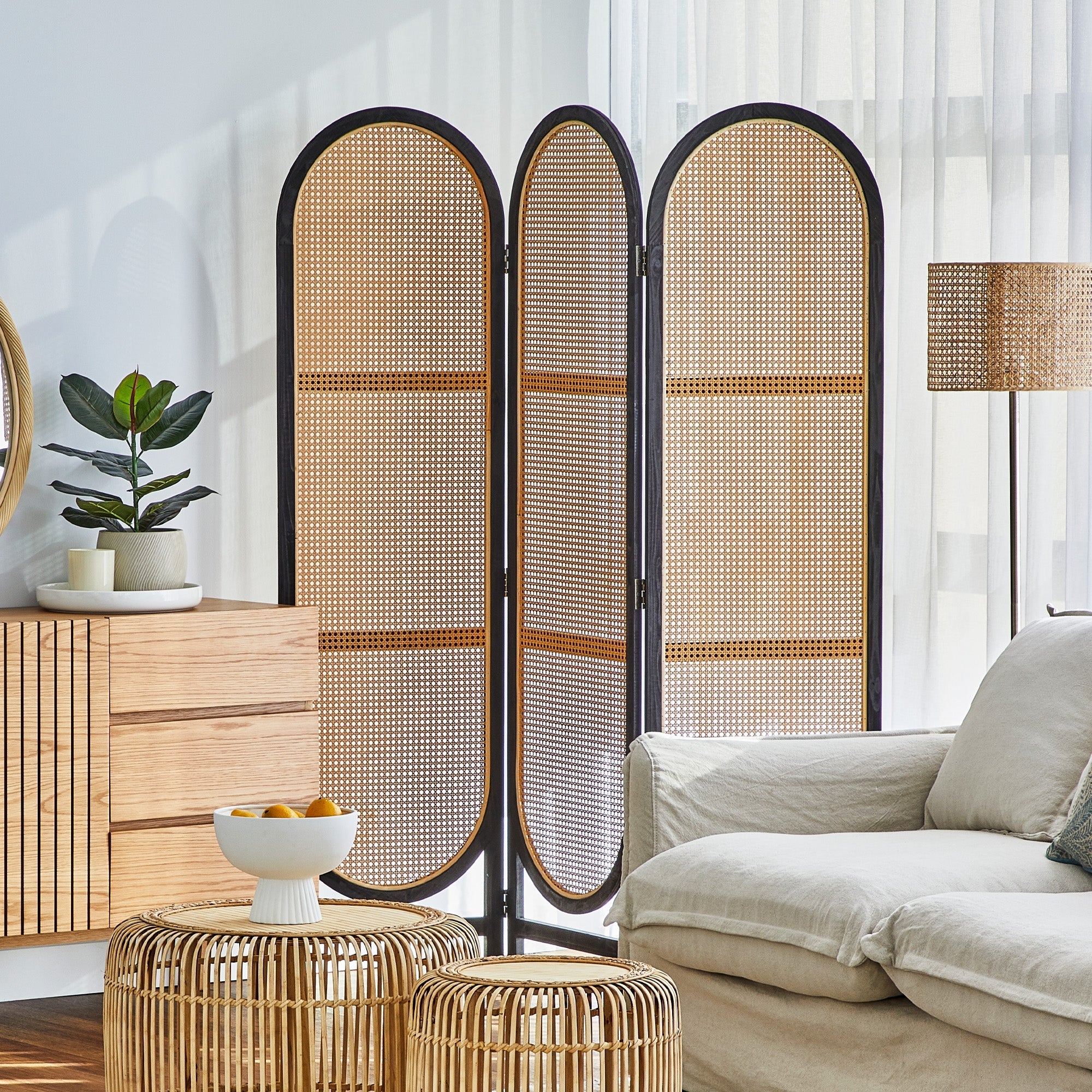 Kojo 3 Panel Room Screen Black