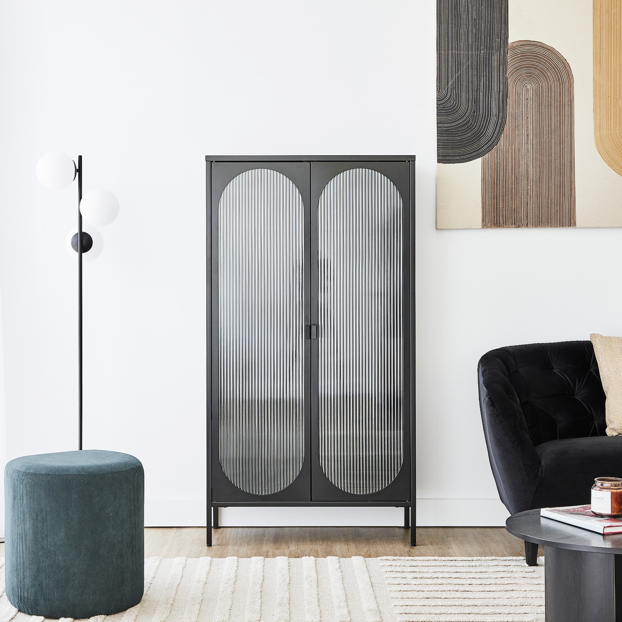 Eve Modern Large Metal Cabinet Black