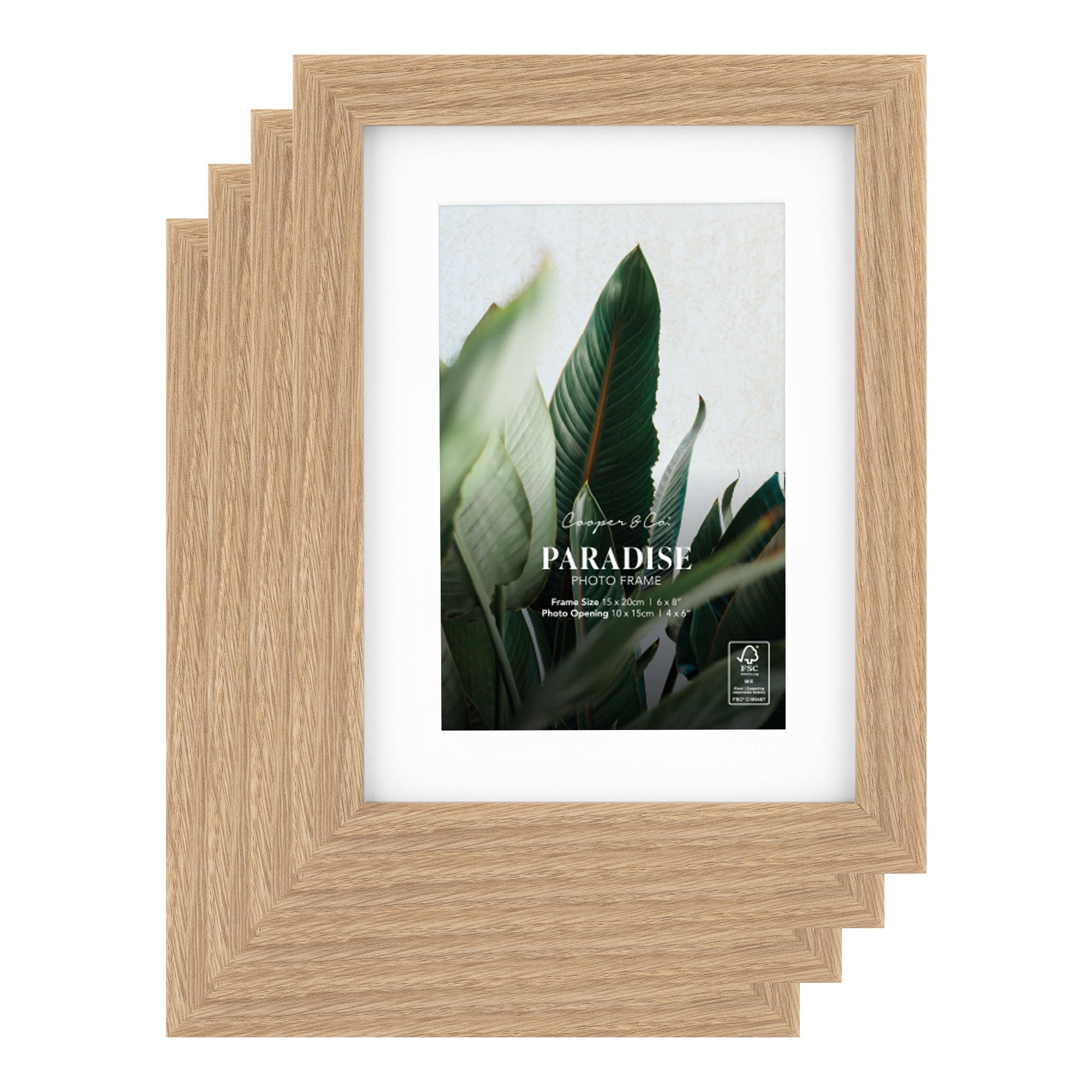 Set Of 4 15x20cm Mat to 10x15cm Premium Paradise Wooden Photo Frame