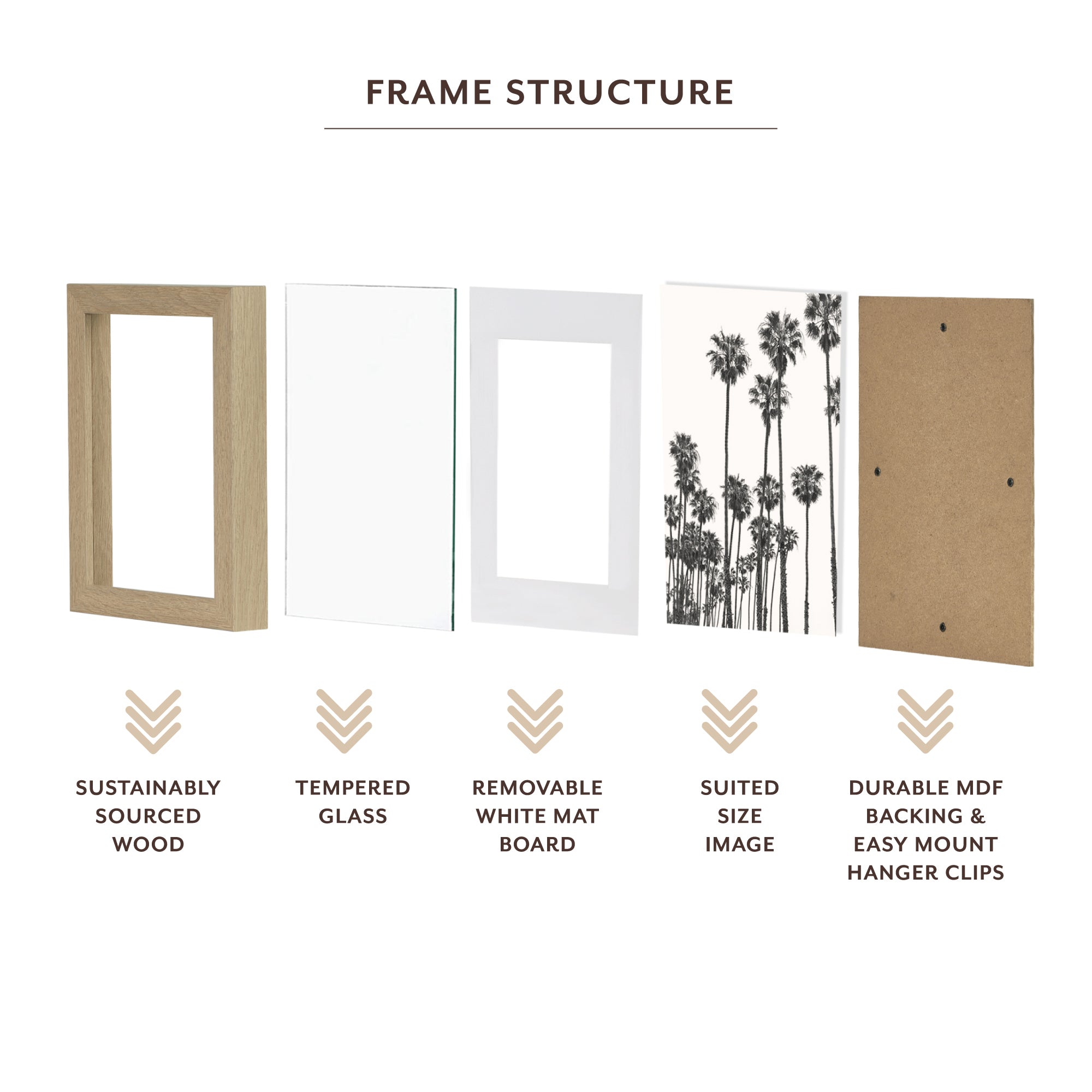 Set Of 4 15x20cm Mat to 10x15cm Premium Paradise Wooden Photo Frame