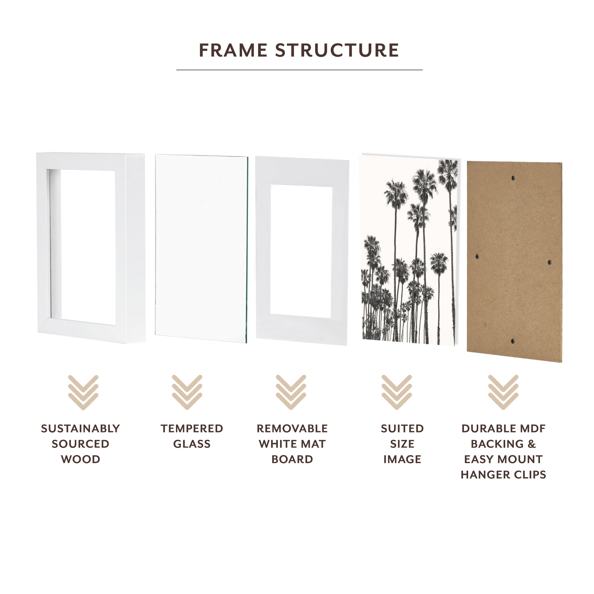 Set Of 4 15x20cm Mat to 10x15cm Premium Paradise Wooden Photo Frame
