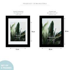 Set Of 4 20x25cm Mat to 13x18cm Premium Paradise Wooden Photo Frame