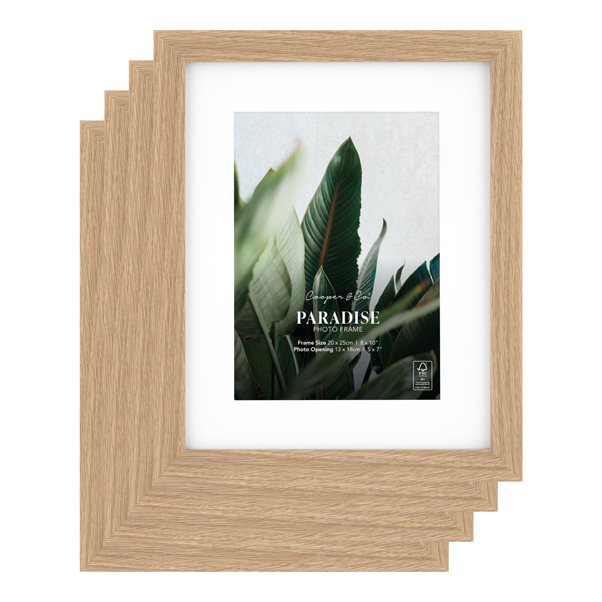 Set Of 4 20x25cm Mat to 13x18cm Premium Paradise Wooden Photo Frame