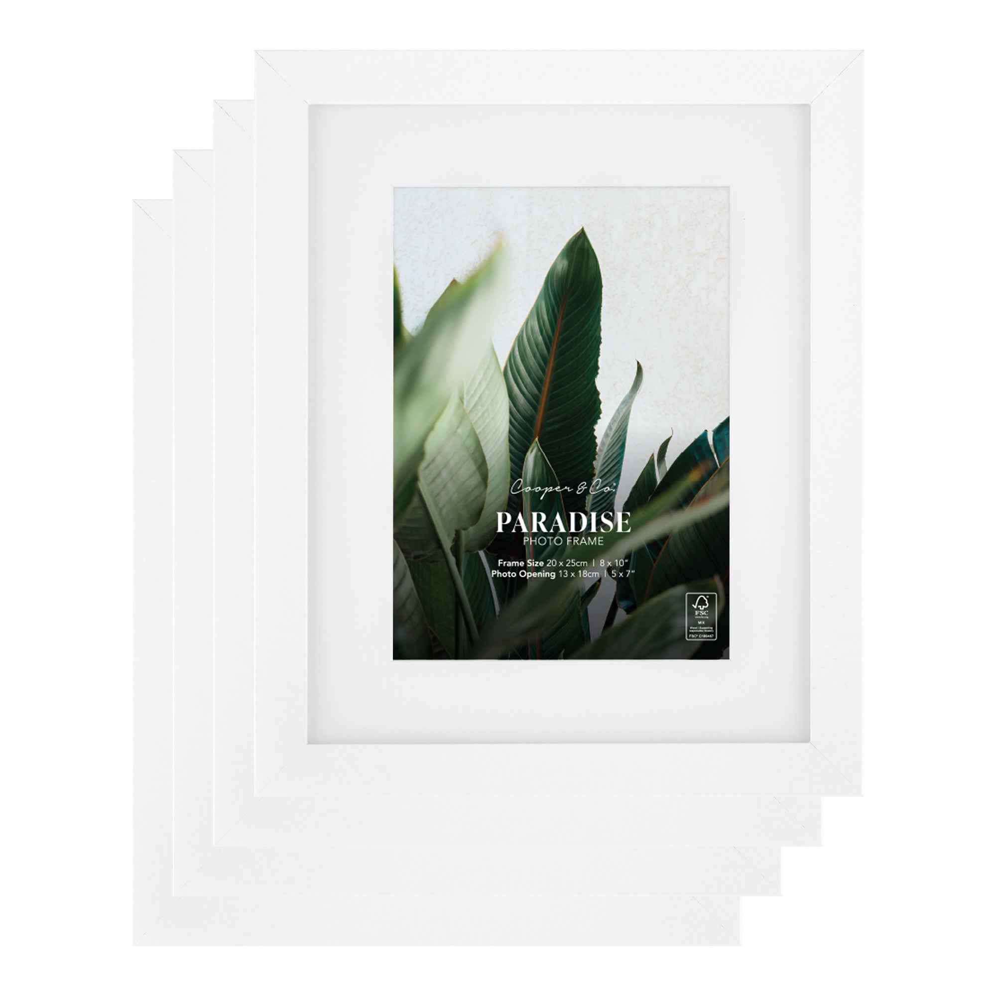 Set Of 4 20x25cm Mat to 13x18cm Premium Paradise Wooden Photo Frame