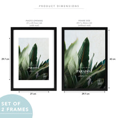 Set Of 2 A3 Mat to A4 Premium Paradise Wooden Photo Frame