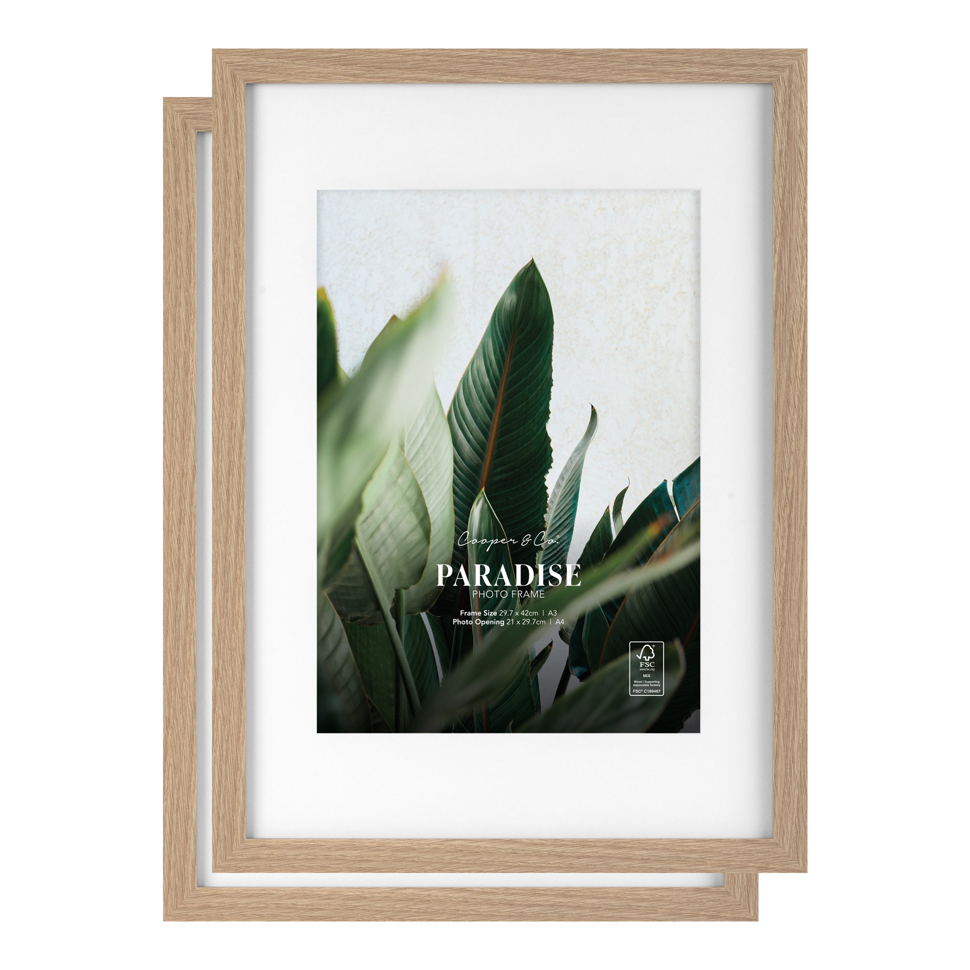 Set Of 2 A3 Mat to A4 Premium Paradise Wooden Photo Frame