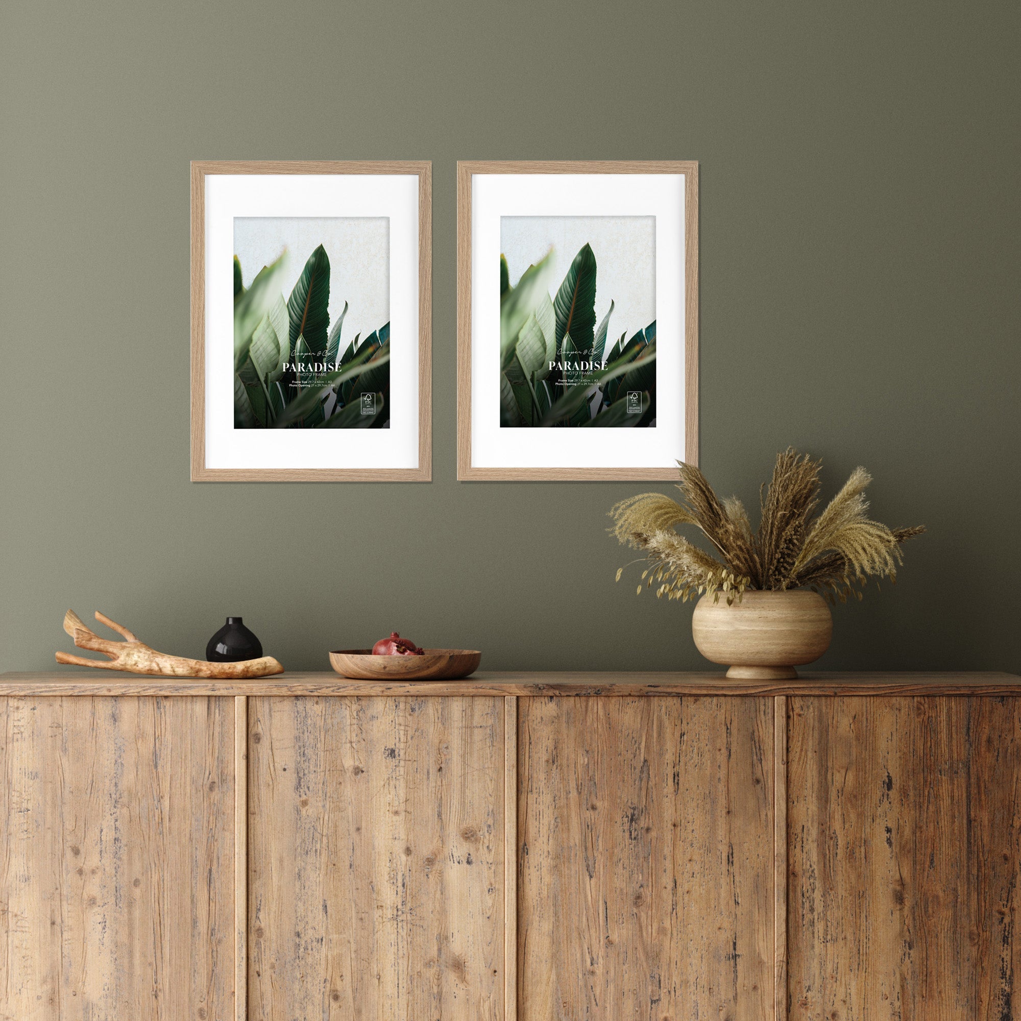 Set Of 2 A3 Mat to A4 Premium Paradise Wooden Photo Frame