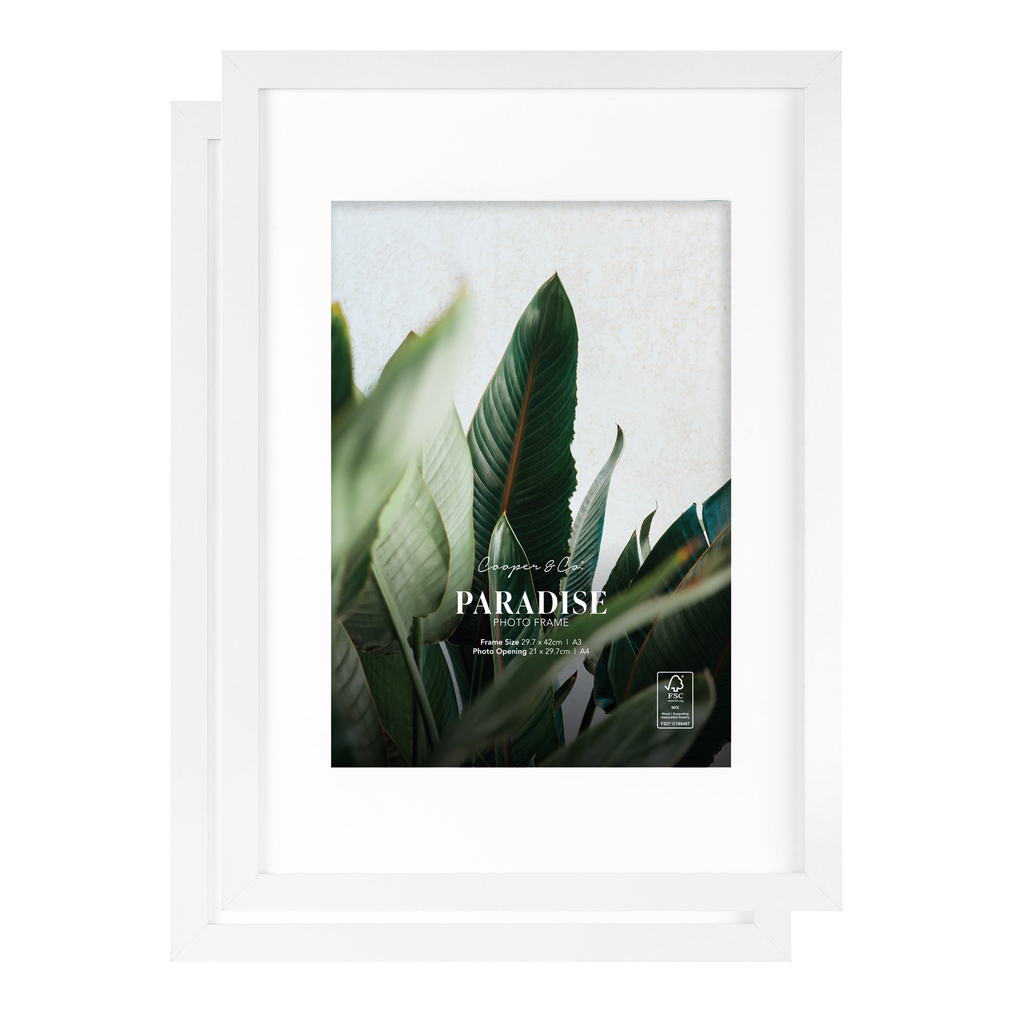 Set Of 2 A3 Mat to A4 Premium Paradise Wooden Photo Frame