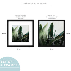 Set Of 2 30x30cm Mat to 20x20cm Premium Paradise Wooden Photo Frame