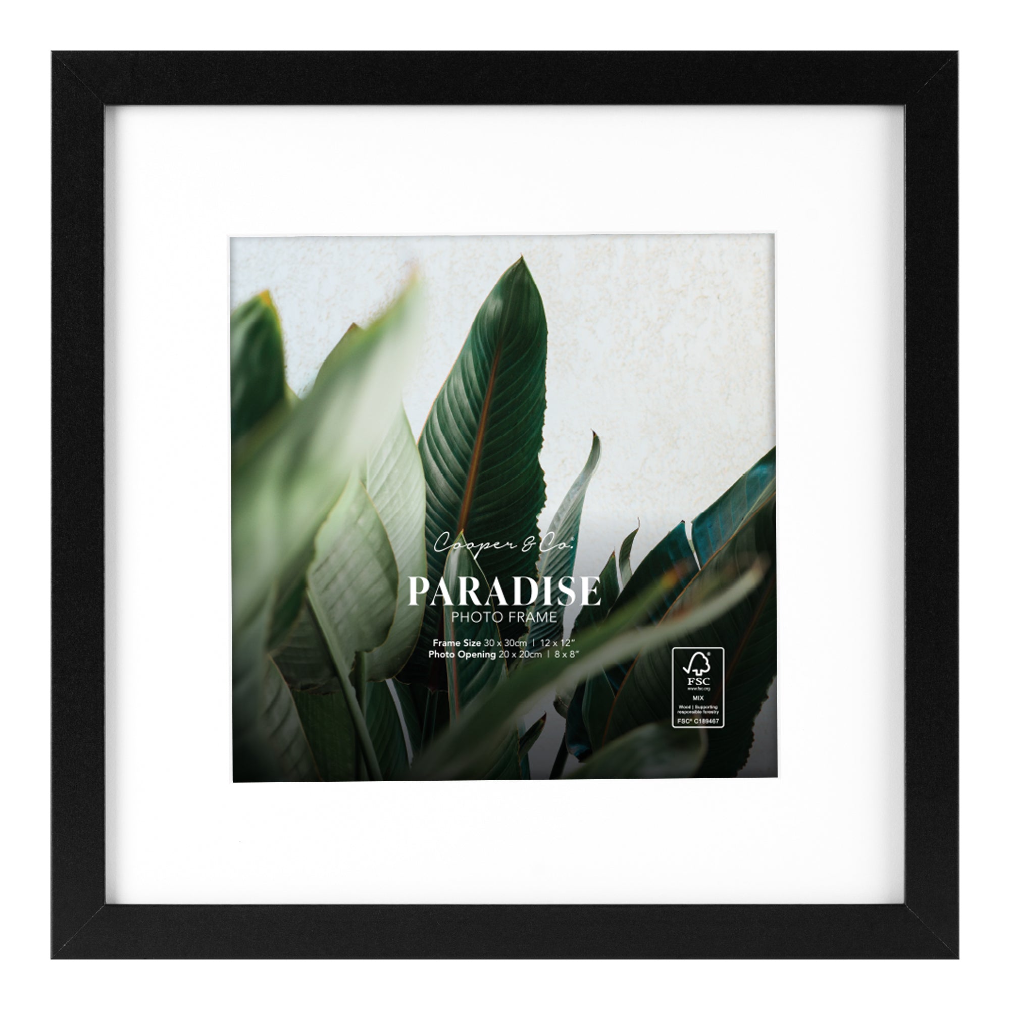 Set Of 2 30x30cm Mat to 20x20cm Premium Paradise Wooden Photo Frame