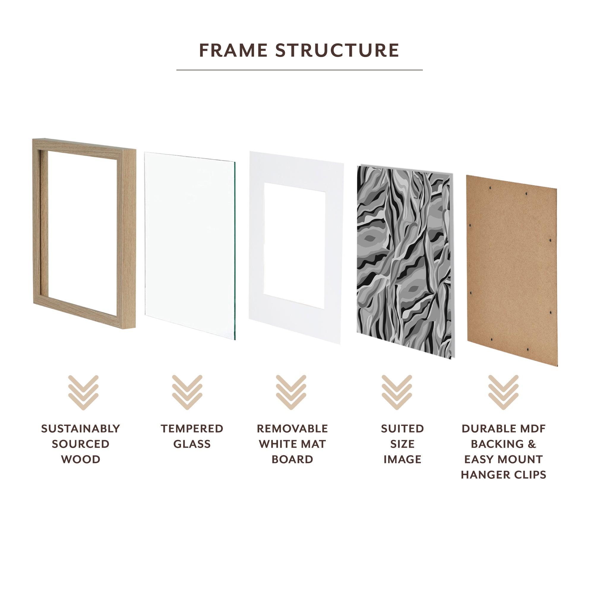 Set Of 2 30x30cm Mat to 20x20cm Premium Paradise Wooden Photo Frame