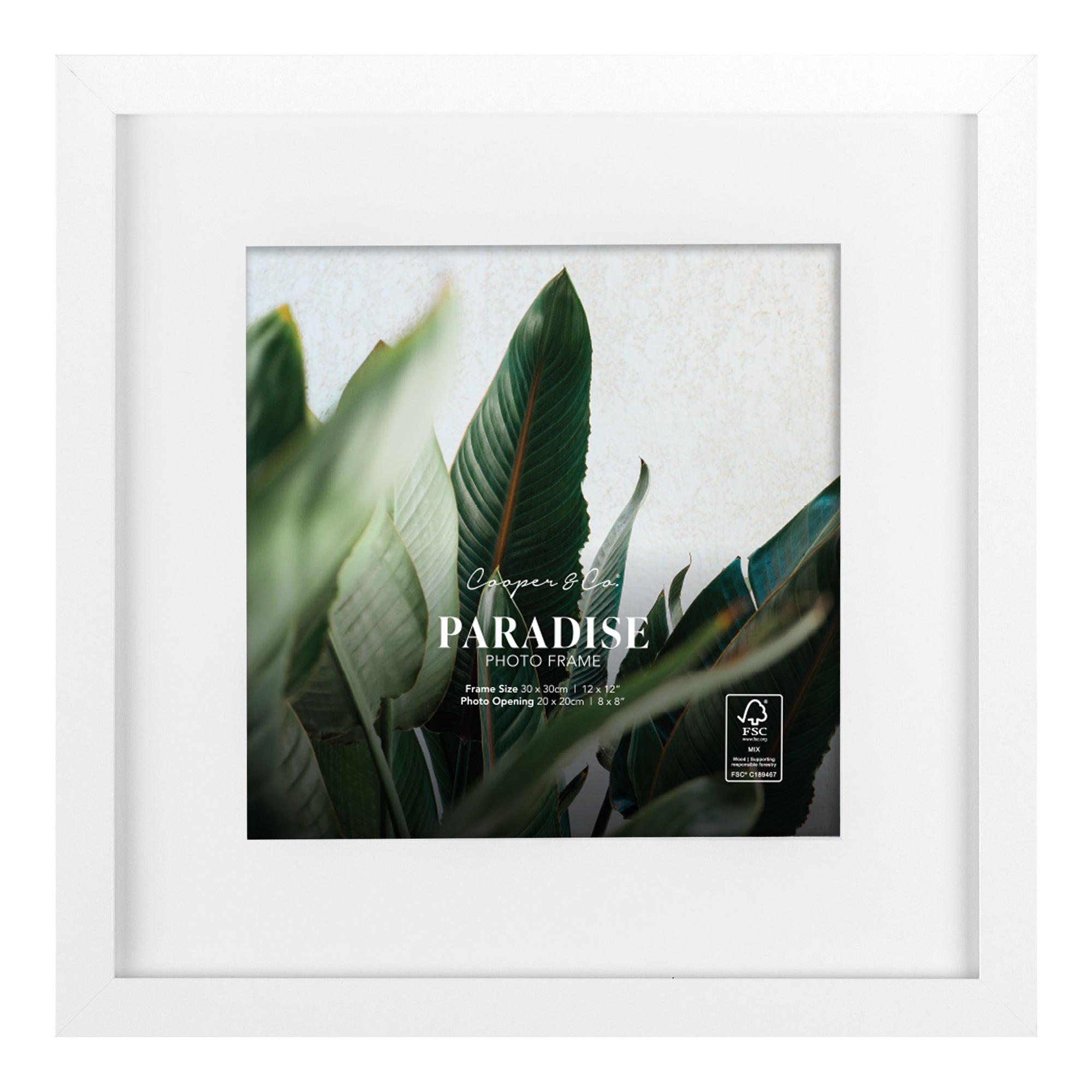 Set Of 2 30x30cm Mat to 20x20cm Premium Paradise Wooden Photo Frame