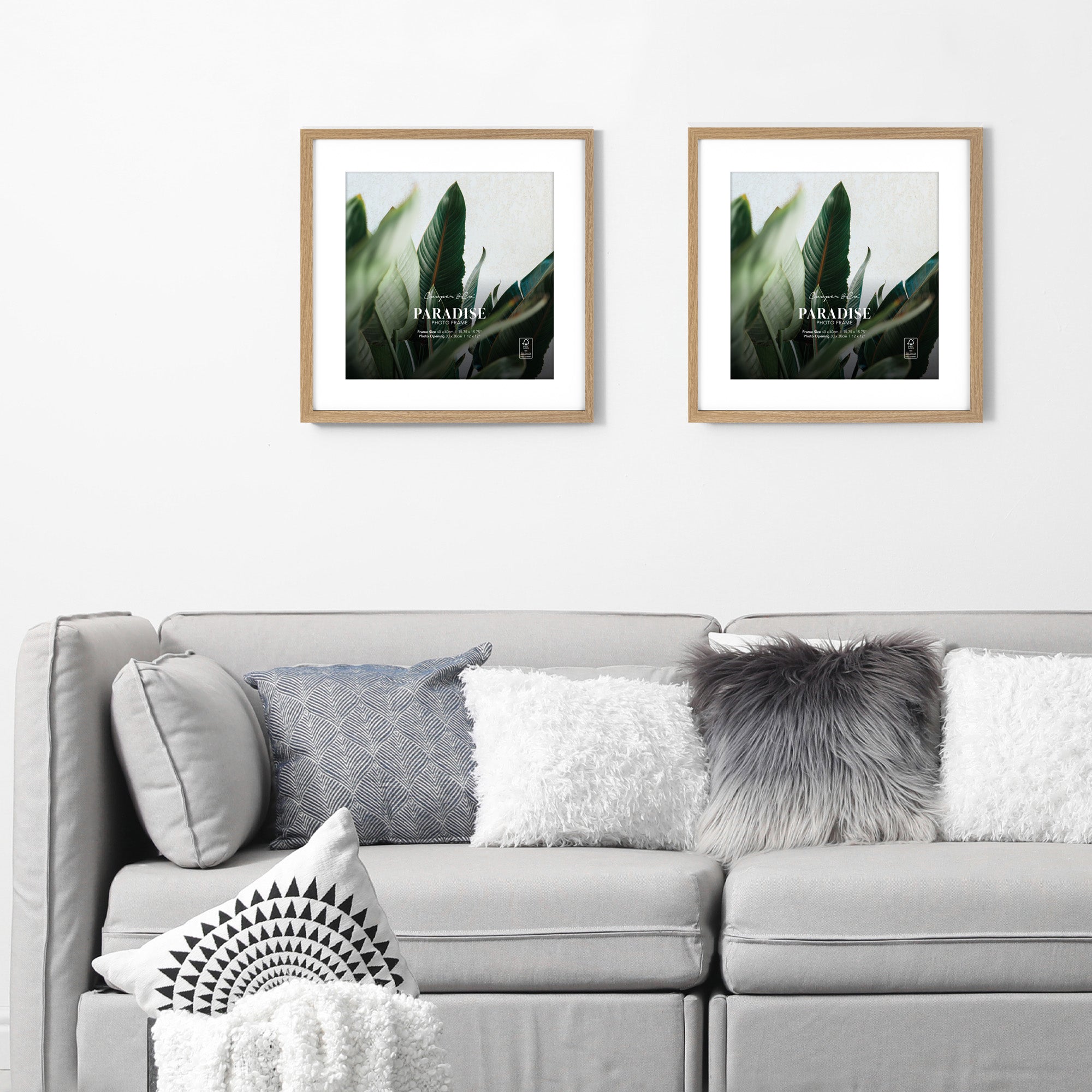 Set Of 2 40x40cm Mat to 30x30cm Premium Paradise Wooden Photo Frame