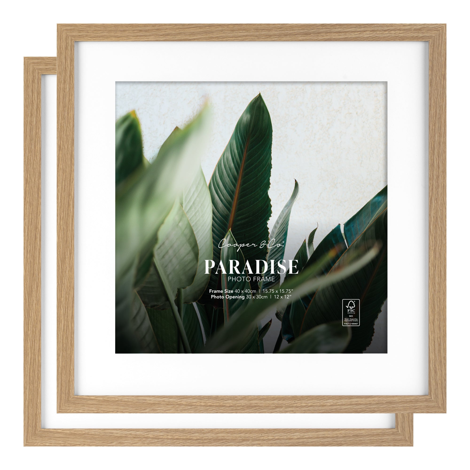 Set Of 2 40x40cm Mat to 30x30cm Premium Paradise Wooden Photo Frame