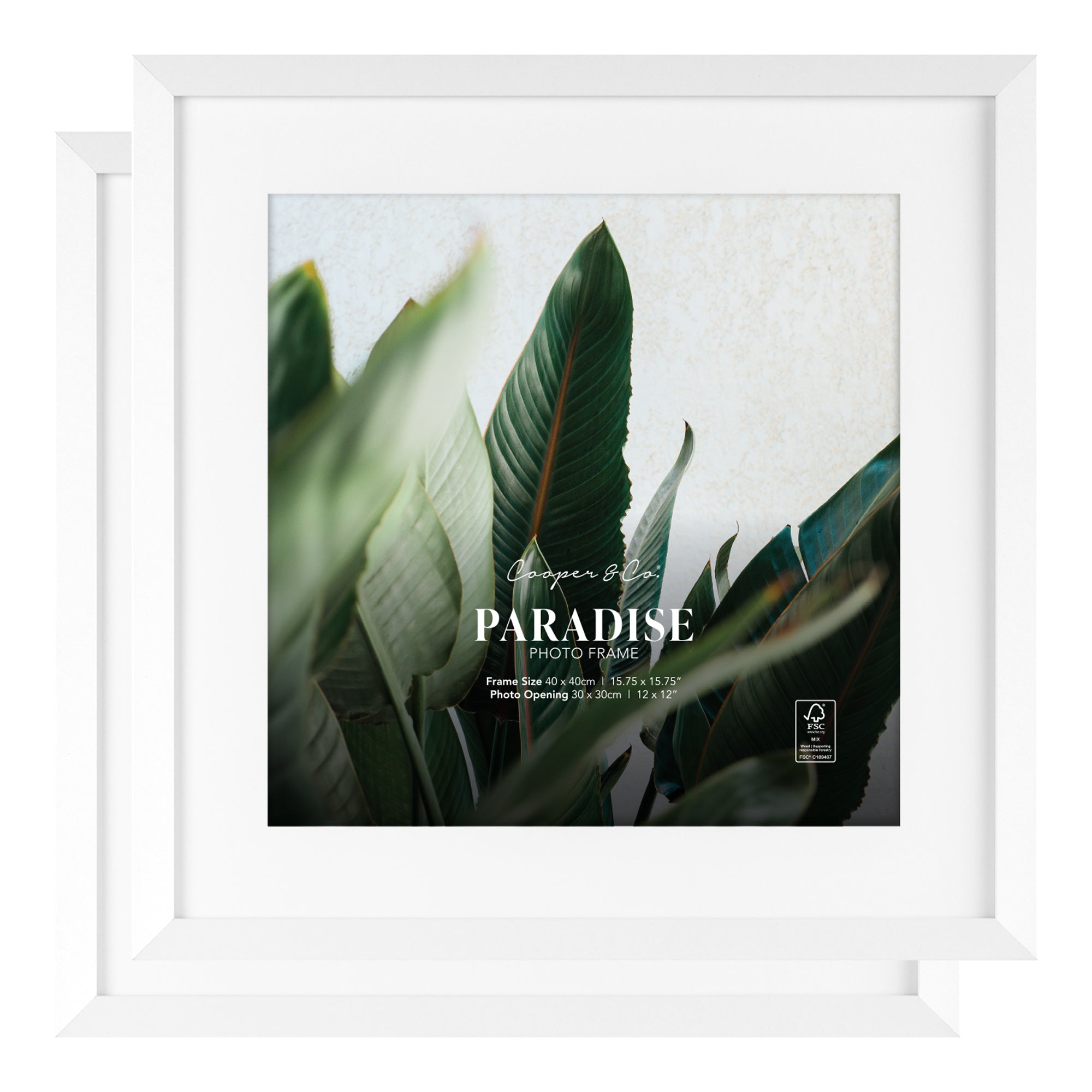 Set Of 2 40x40cm Mat to 30x30cm Premium Paradise Wooden Photo Frame