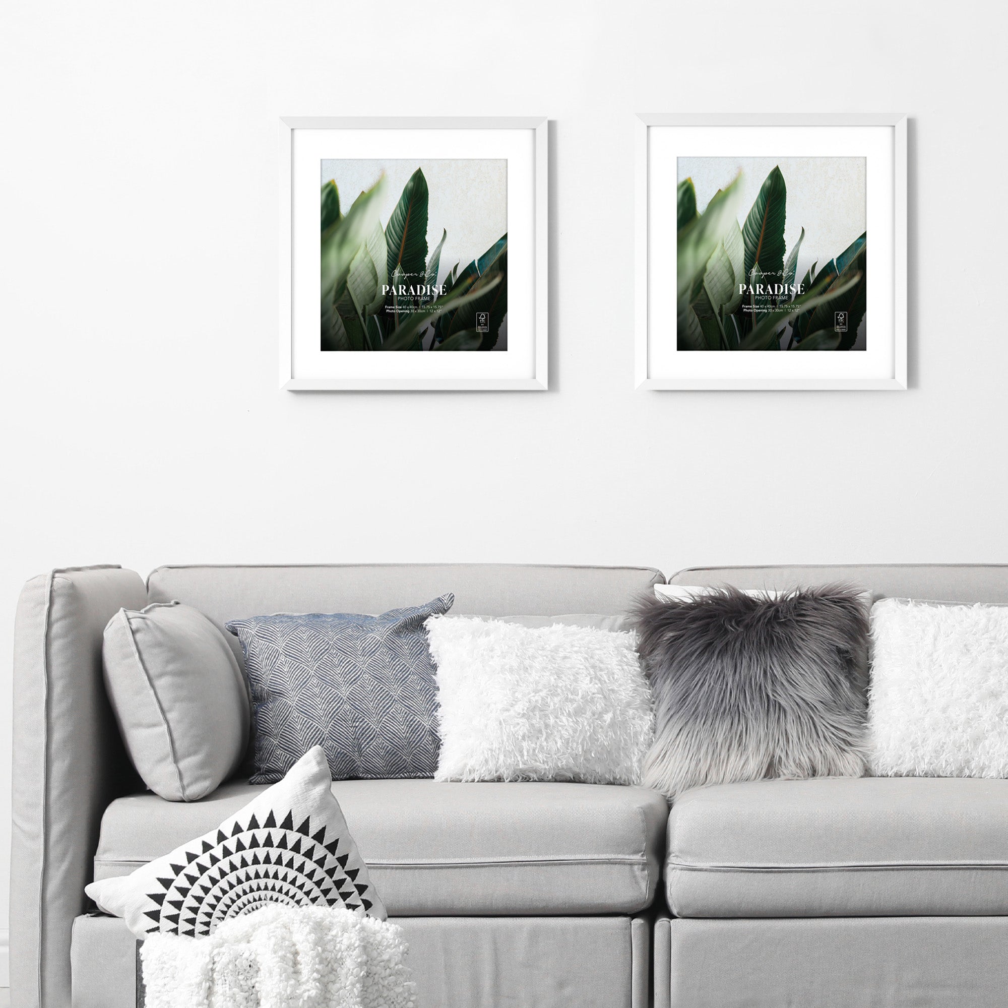 Set Of 2 40x40cm Mat to 30x30cm Premium Paradise Wooden Photo Frame