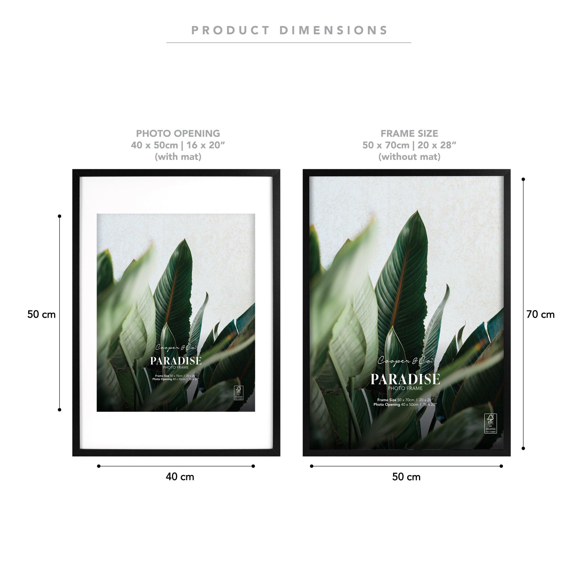 50x70cm Mat to 40x50cm Premium Paradise Wooden Photo Frame