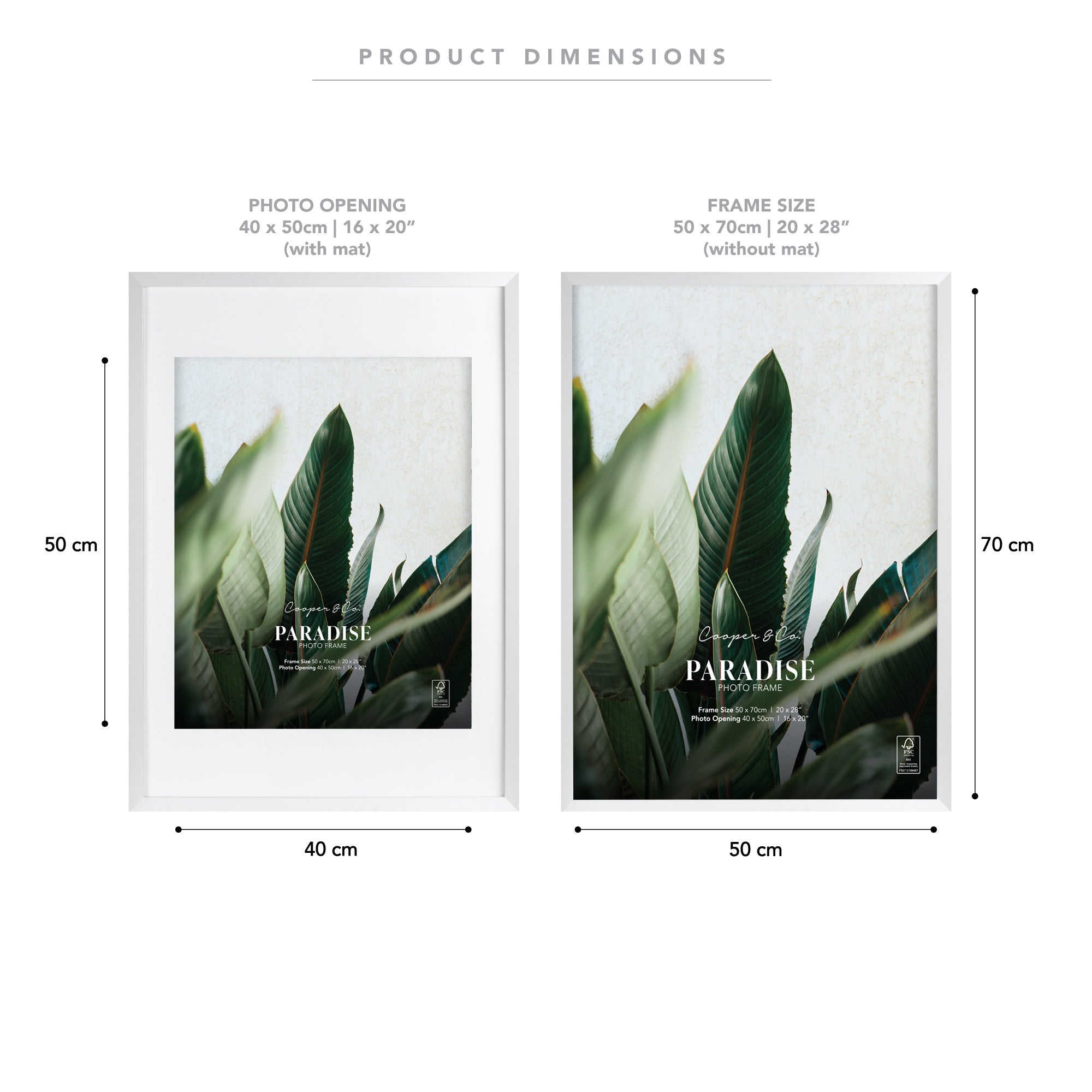 50x70cm Mat to 40x50cm Premium Paradise Wooden Photo Frame