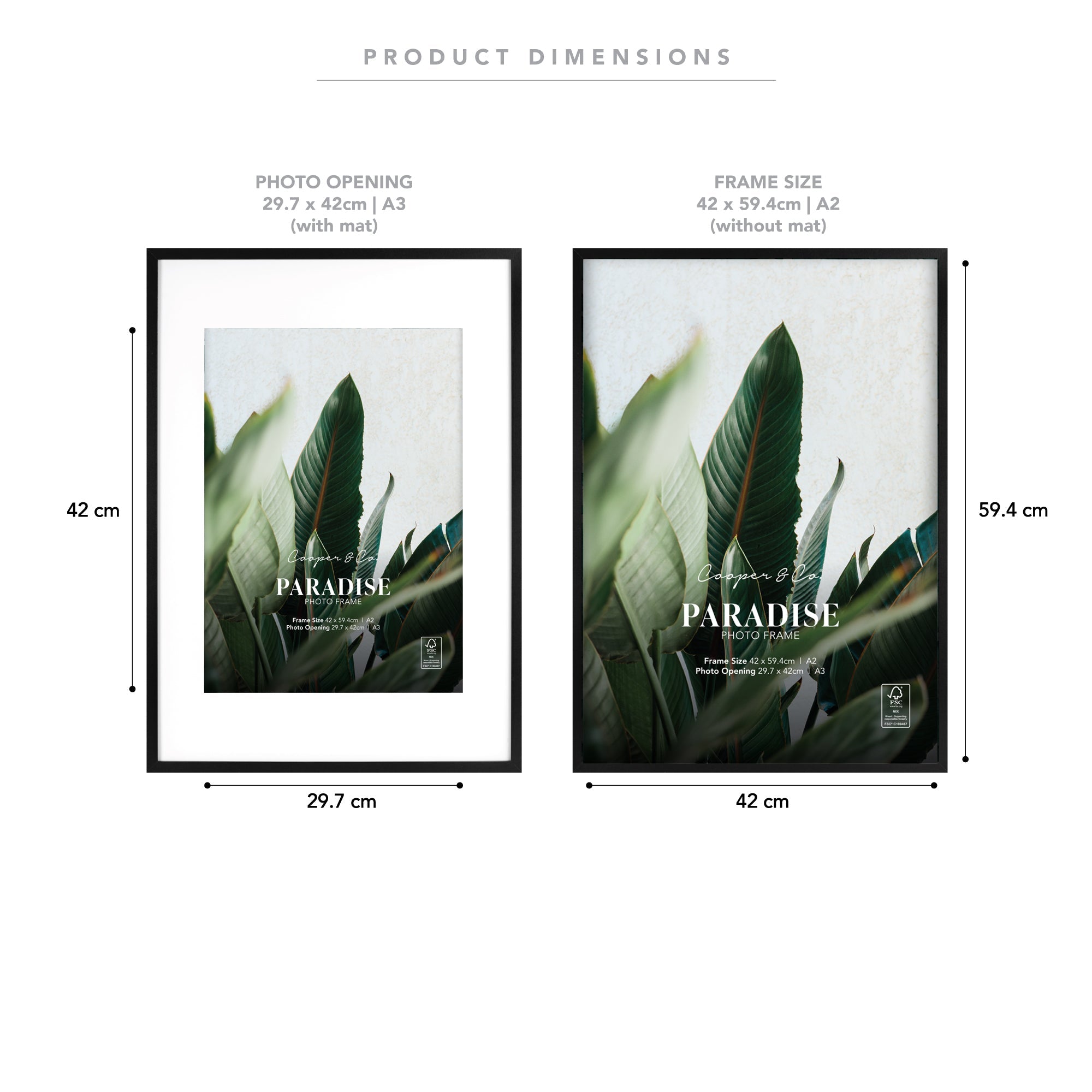 A2 Mat to A3 Premium Paradise Wooden Photo Frame
