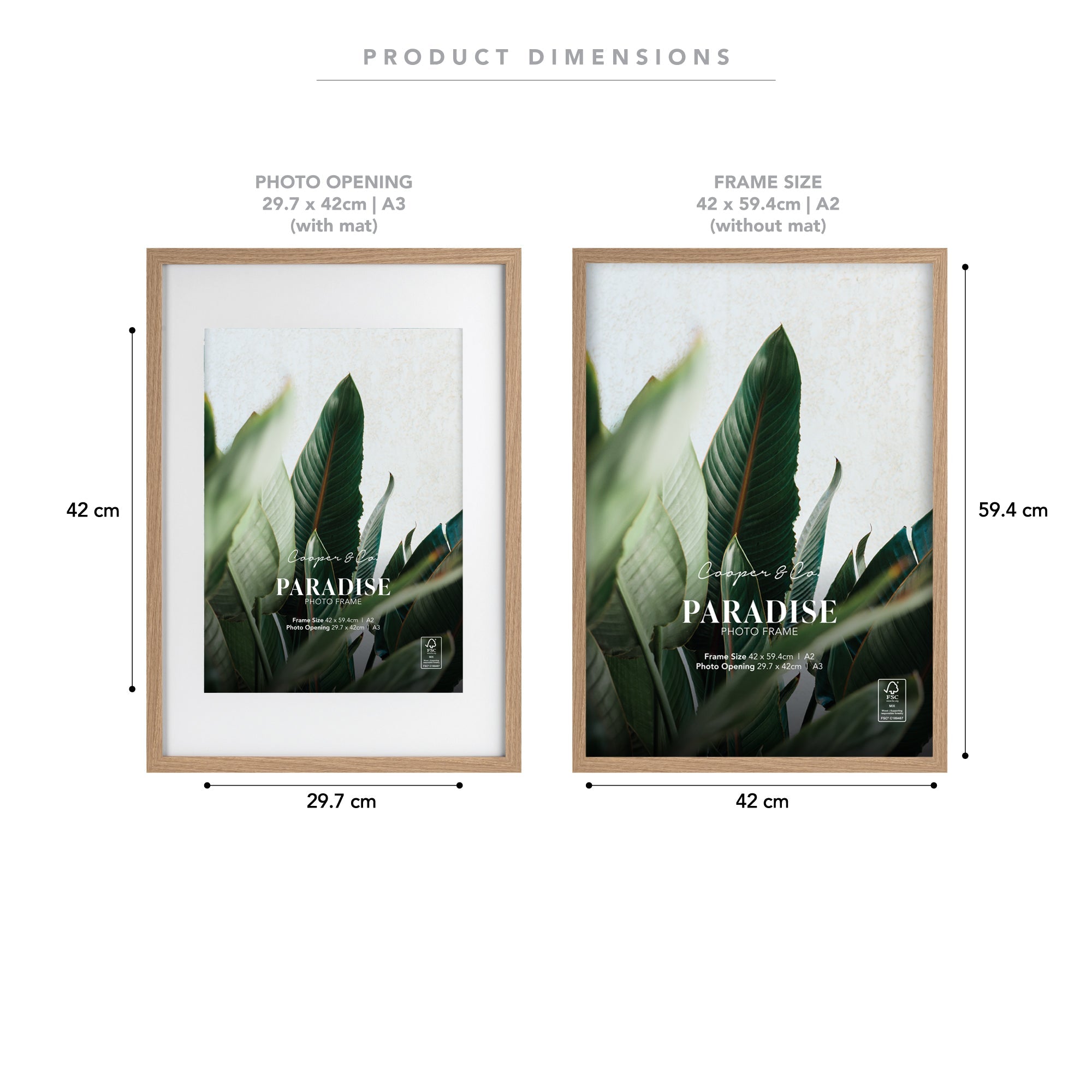 A2 Mat to A3 Premium Paradise Wooden Photo Frame