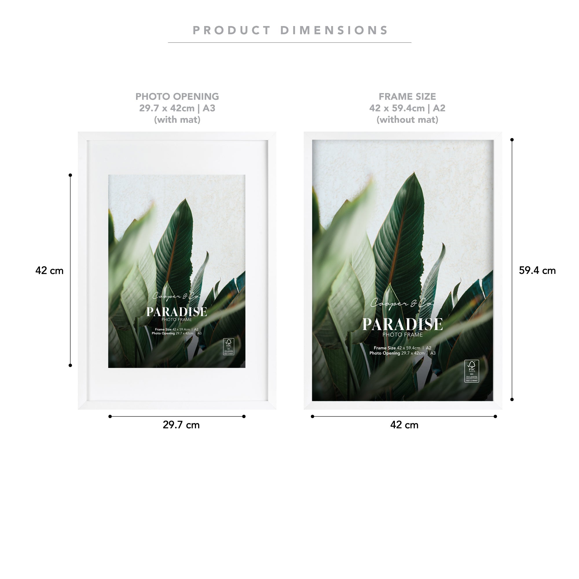 A2 Mat to A3 Premium Paradise Wooden Photo Frame