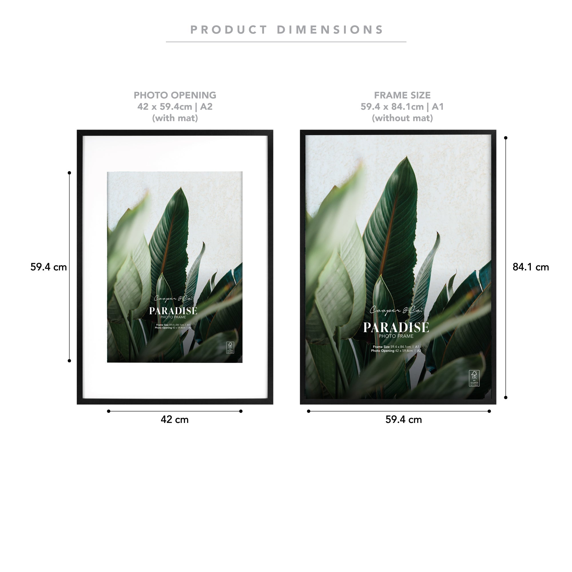 A1 Mat to A2 Premium Paradise Wooden Photo Frame