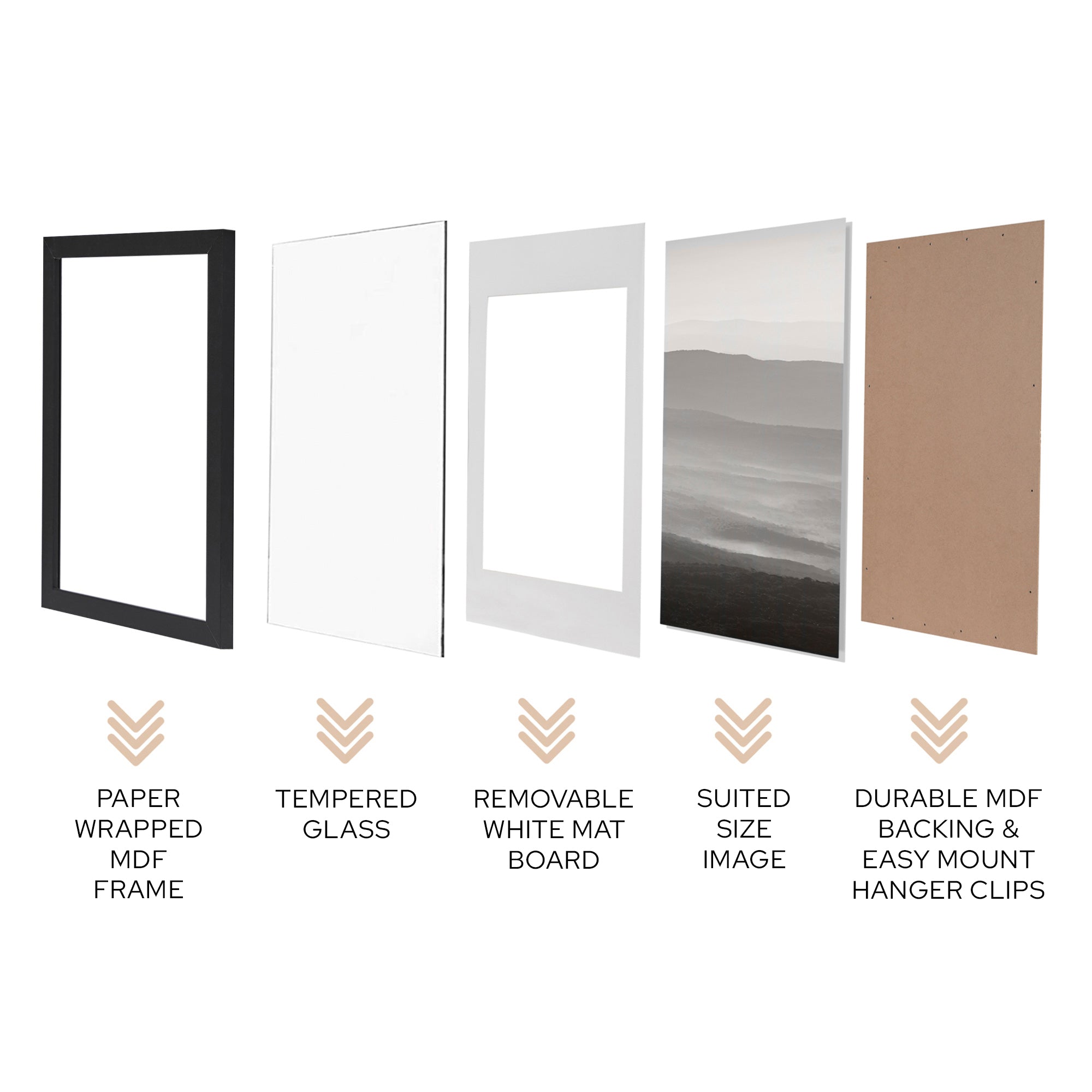 50x50cm Mat to 40x40cm Premium Paradise Wooden Photo Frame