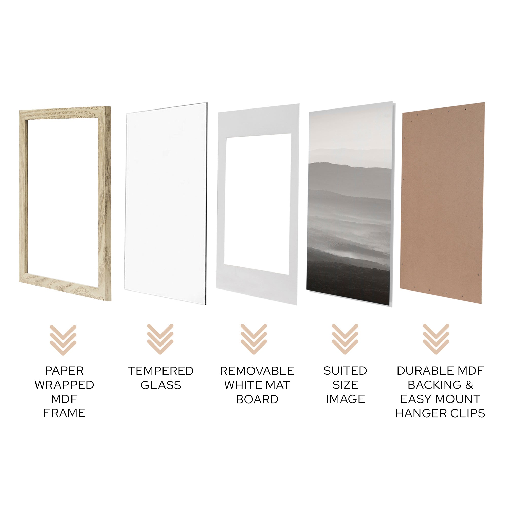 50x50cm Mat to 40x40cm Premium Paradise Wooden Photo Frame