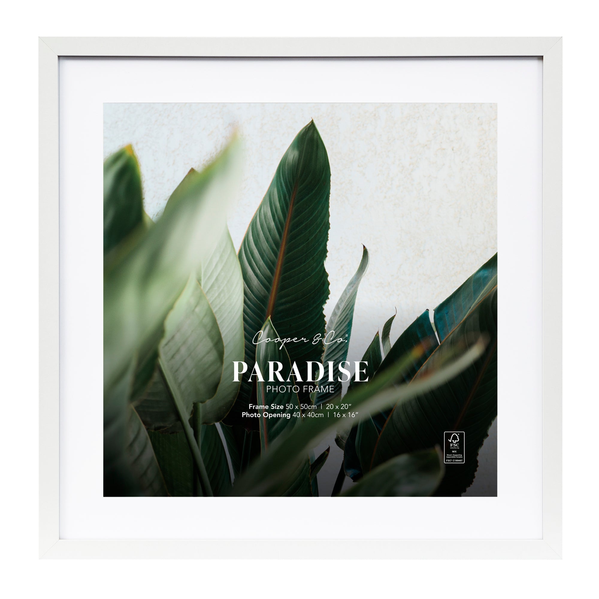 50x50cm Mat to 40x40cm Premium Paradise Wooden Photo Frame