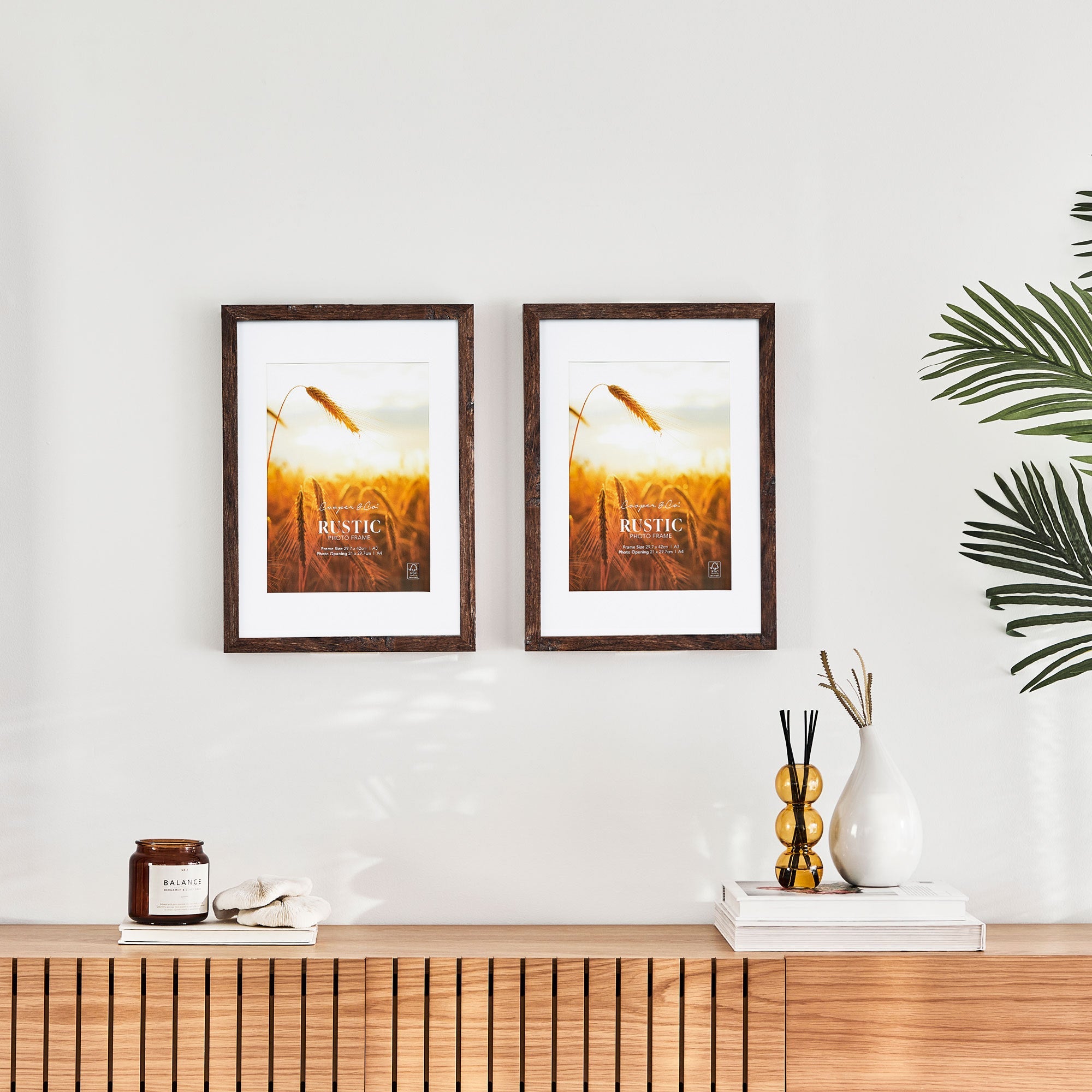 Set Of 2 29.7x42cm Mat to 21x29.7cm Premium Rustic Wooden Photo Frame