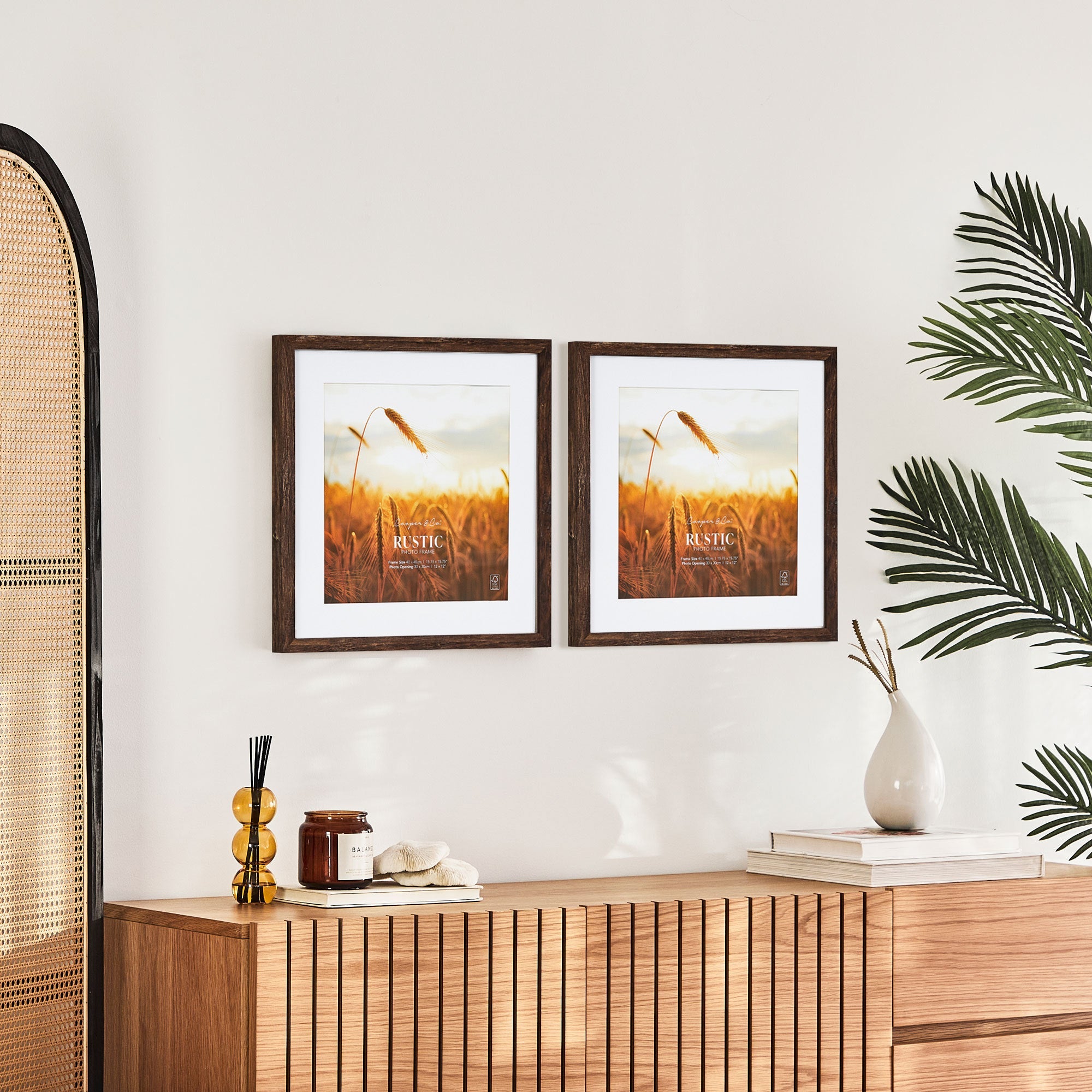 Set Of 2 40x40cm Mat to 30x30cm Premium Rustic Wooden Photo Frame
