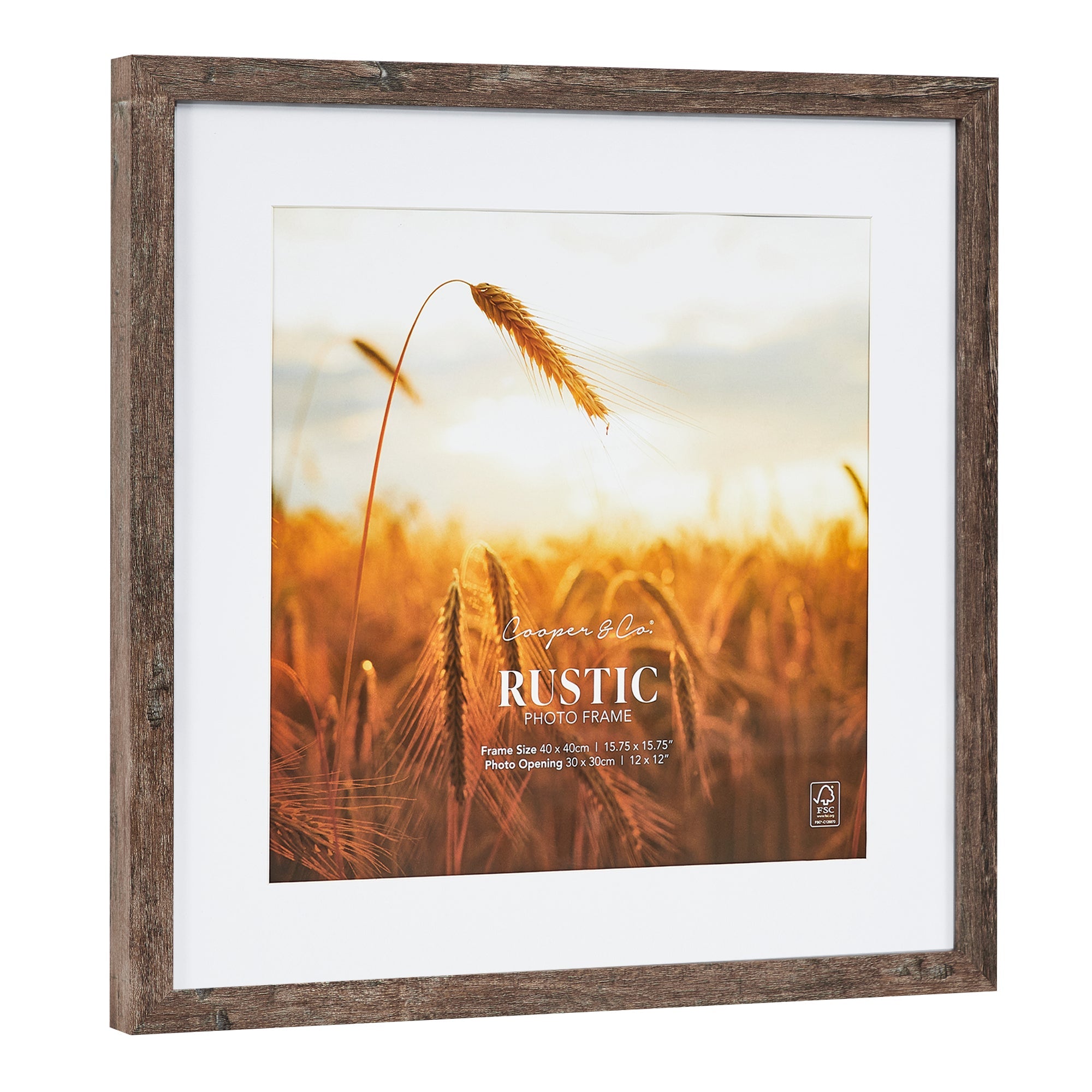 Set Of 2 40x40cm Mat to 30x30cm Premium Rustic Wooden Photo Frame