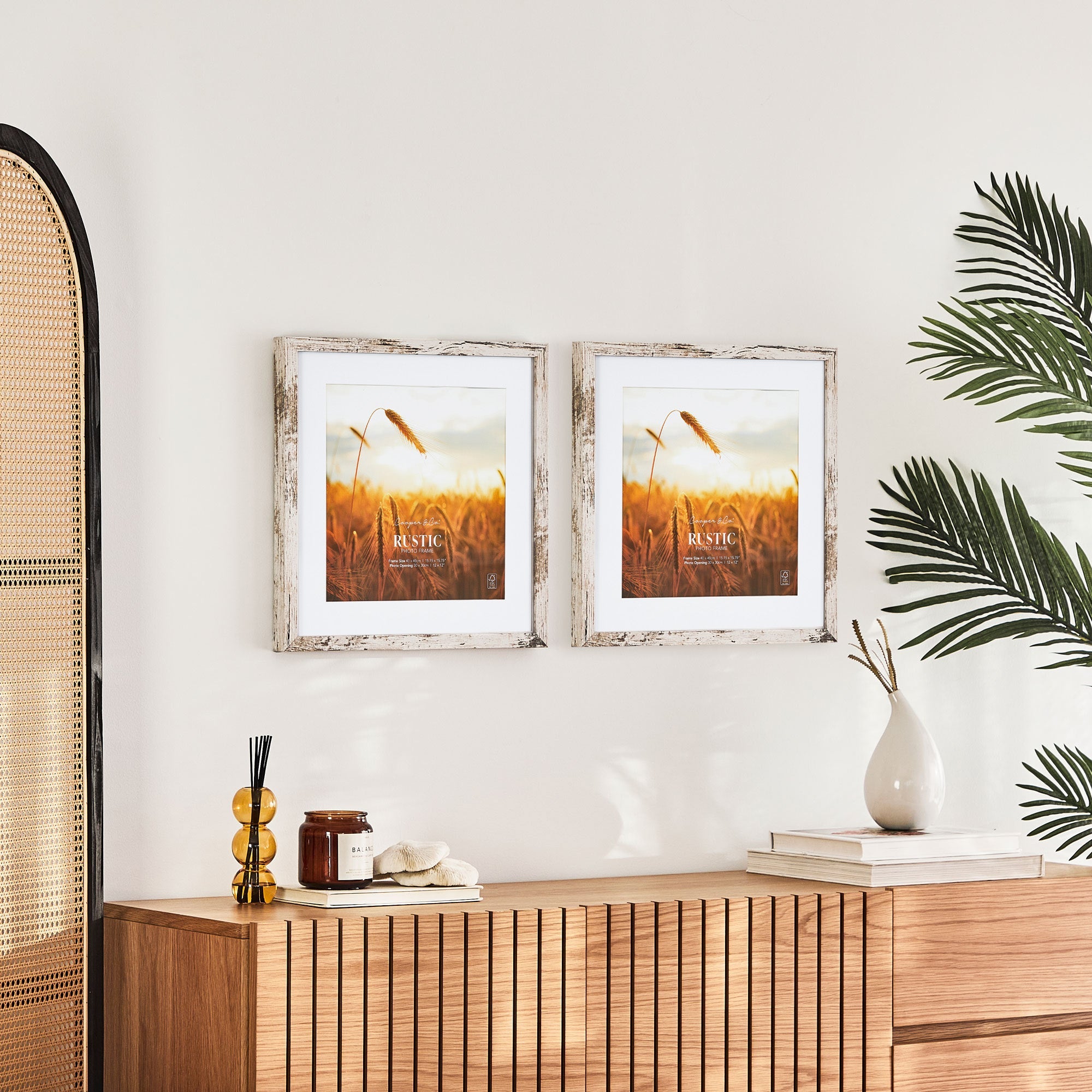 Set Of 2 40x40cm Mat to 30x30cm Premium Rustic Wooden Photo Frame