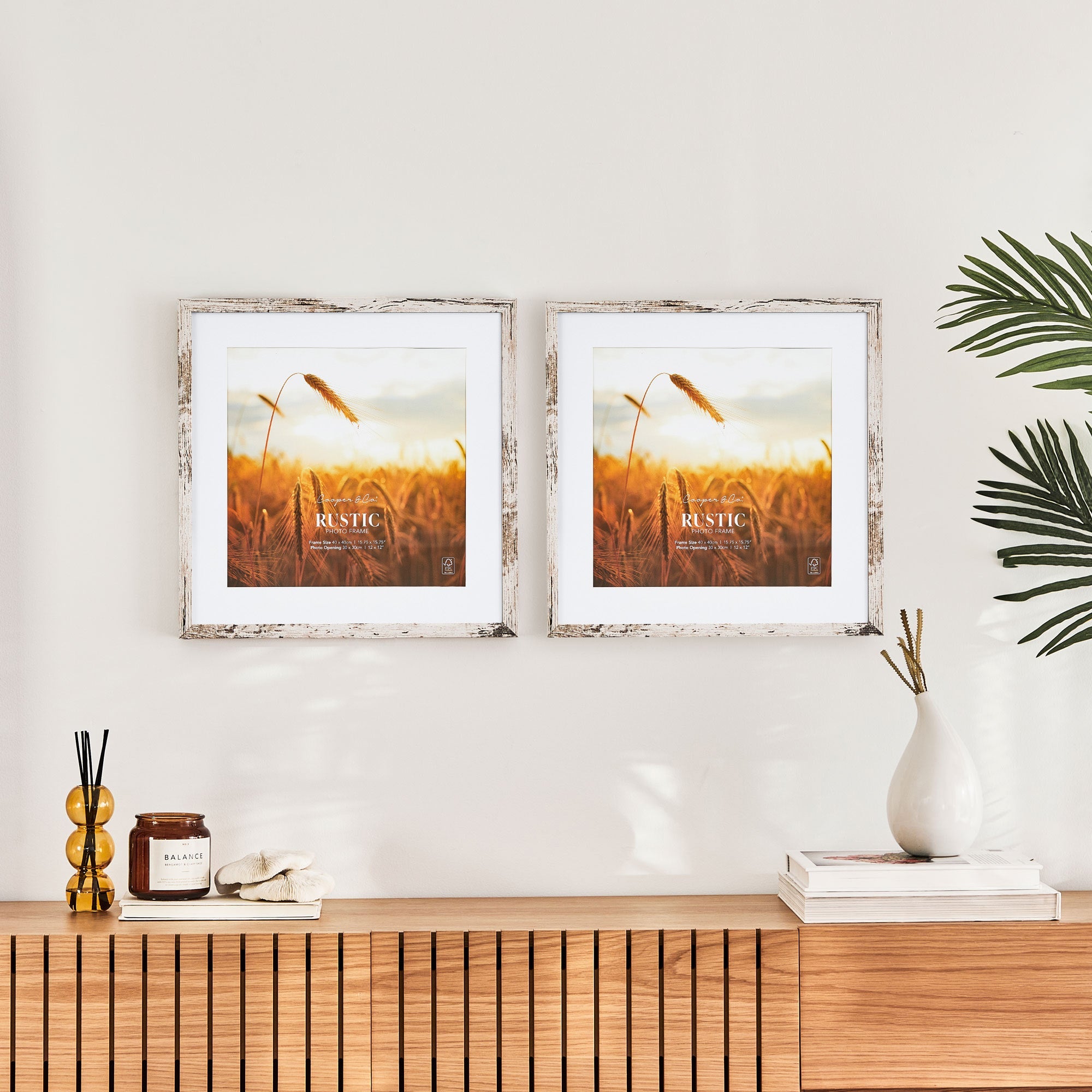 Set Of 2 40x40cm Mat to 30x30cm Premium Rustic Wooden Photo Frame