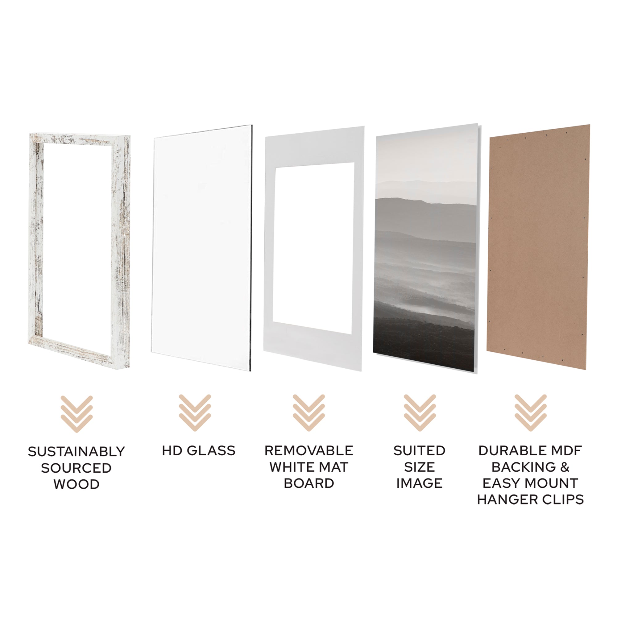 50x70cm Mat to 40x50cm Premium Rustic Wooden Photo Frame