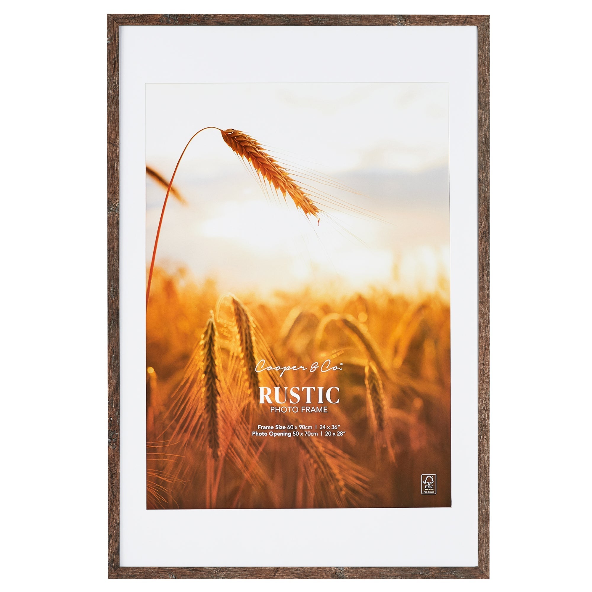 60x90cm Mat to 50x70cm Premium Rustic Wooden Photo Frame