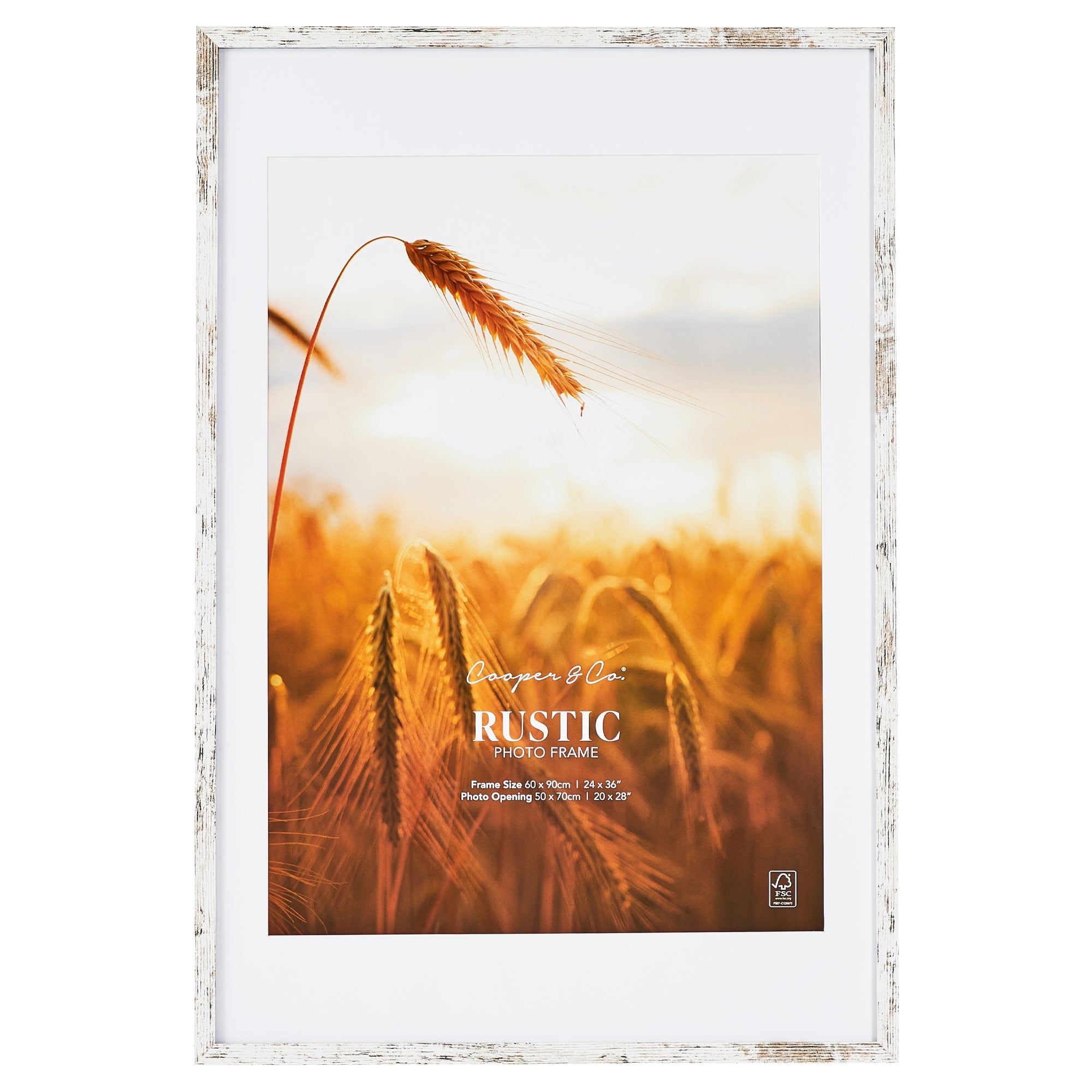 60x90cm Mat to 50x70cm Premium Rustic Wooden Photo Frame