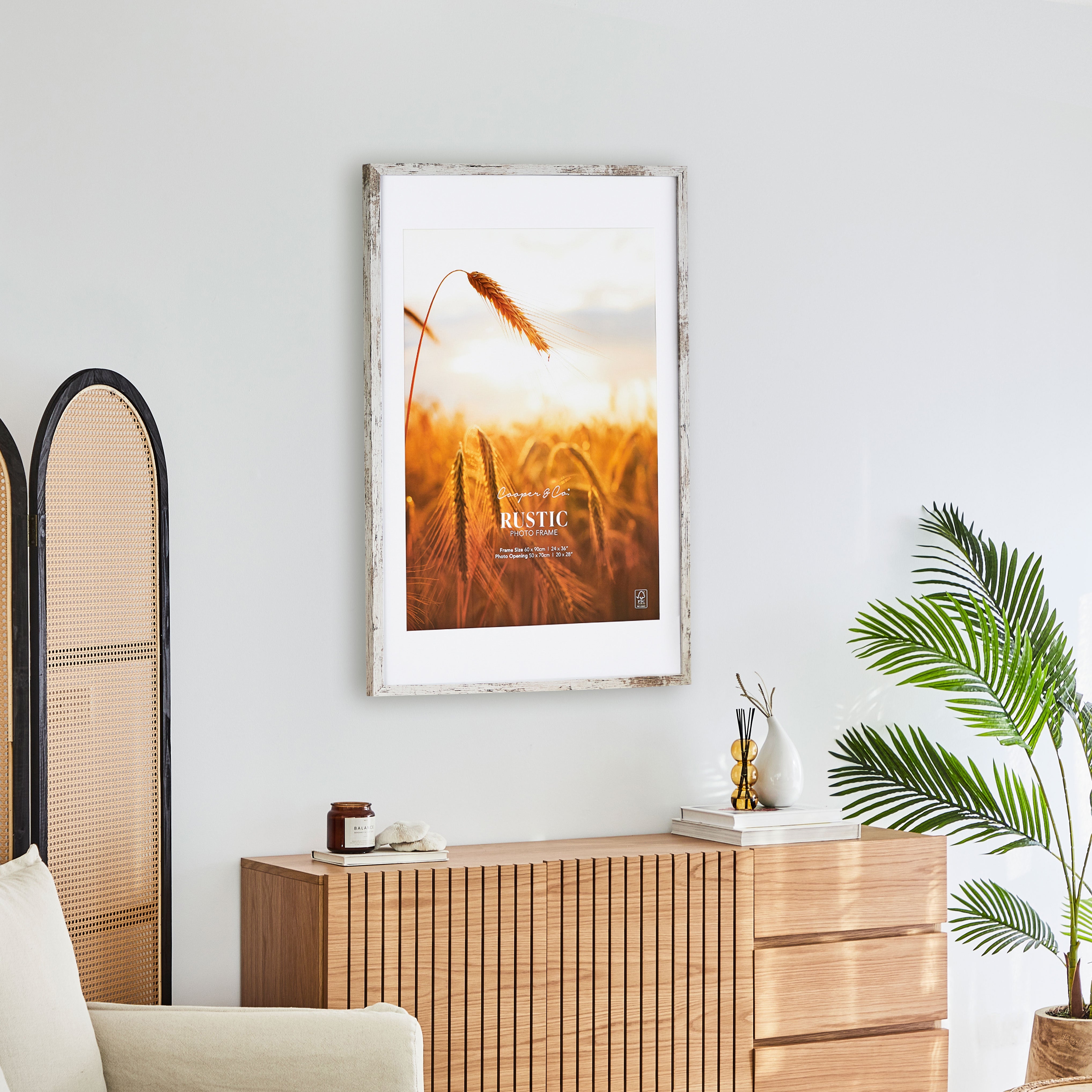 60x90cm Mat to 50x70cm Premium Rustic Wooden Photo Frame