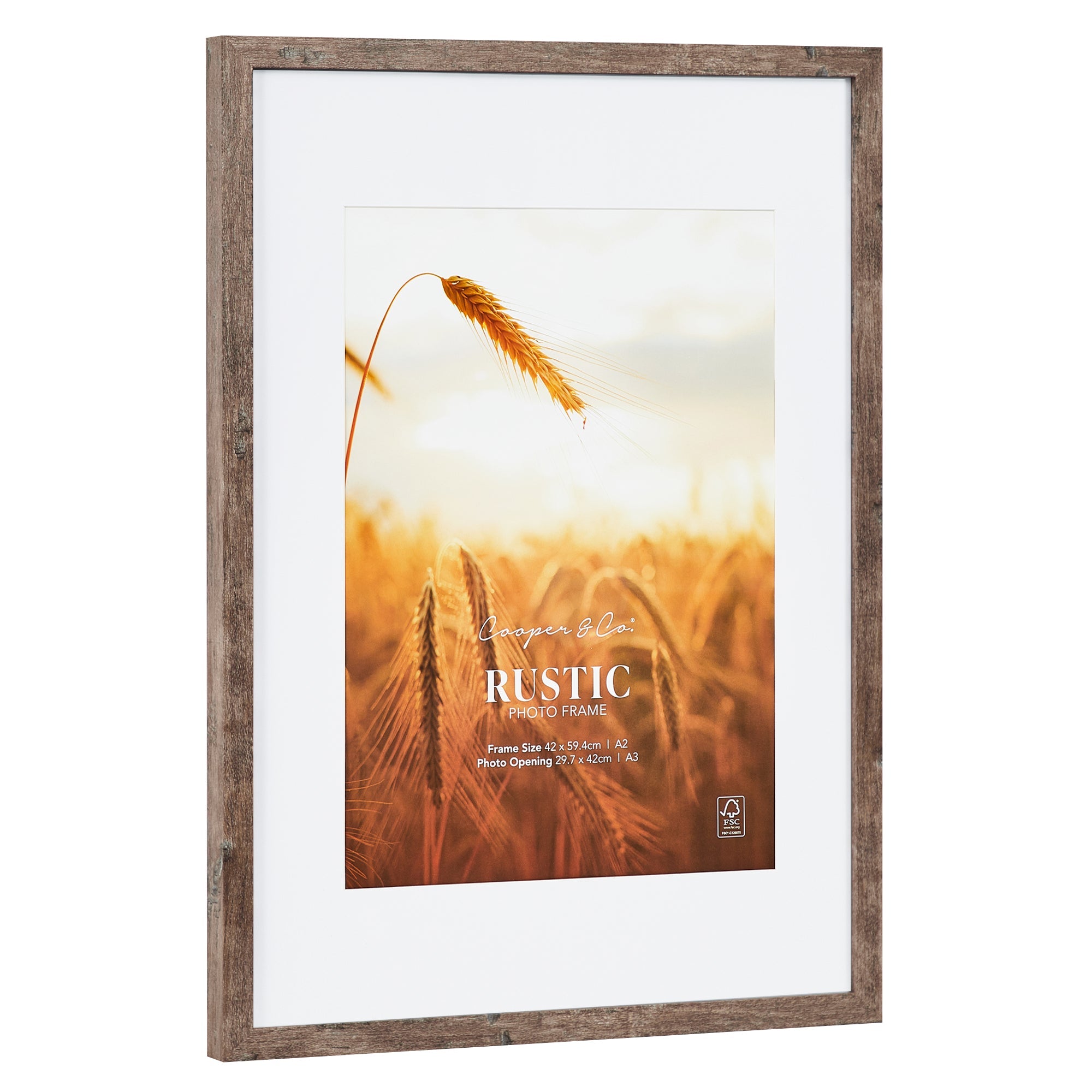 A2 Mat to A3 Premium Rustic Wooden Photo Frame