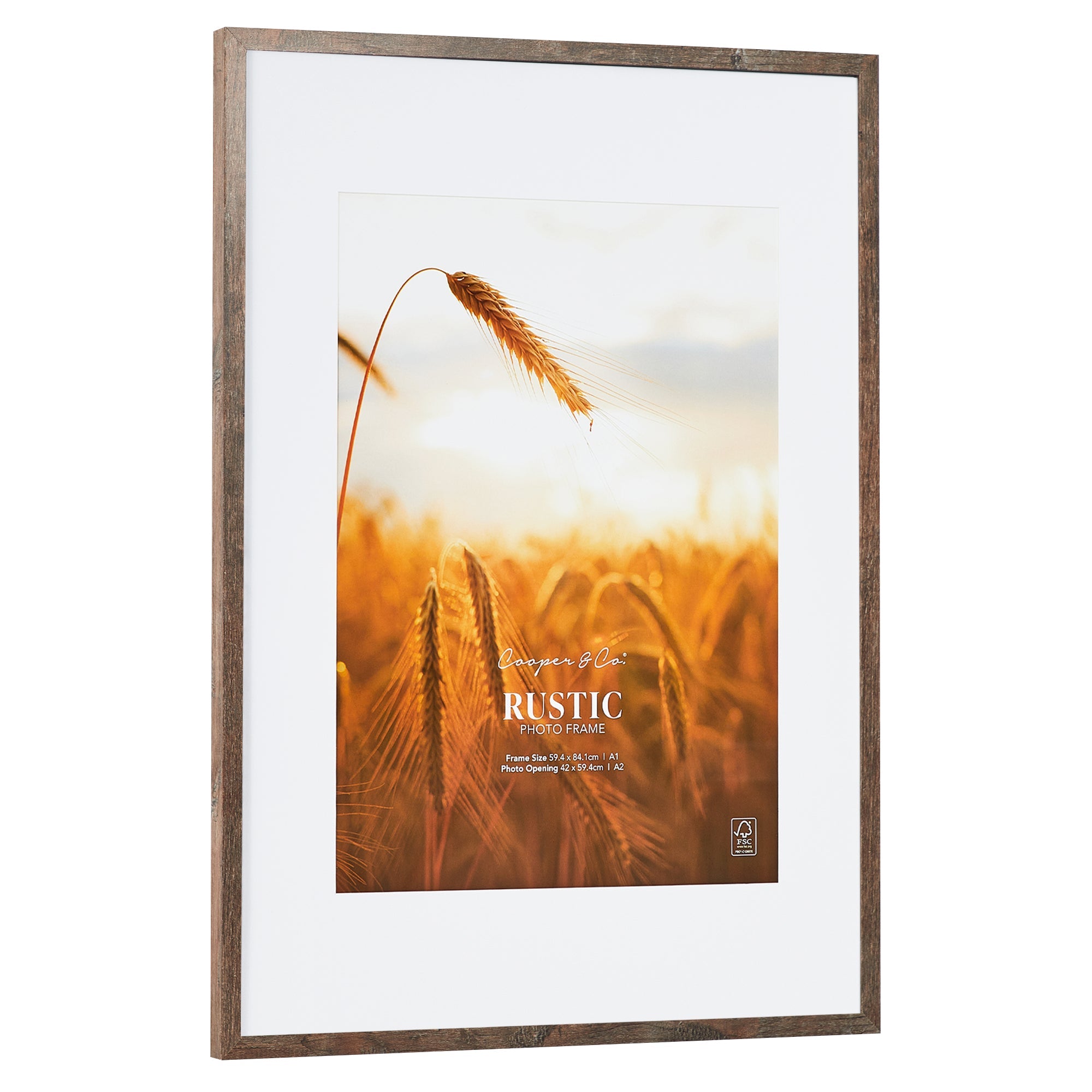 59.4x84.1cm Mat to 42x59.4cm Premium Rustic Wooden Photo Frame